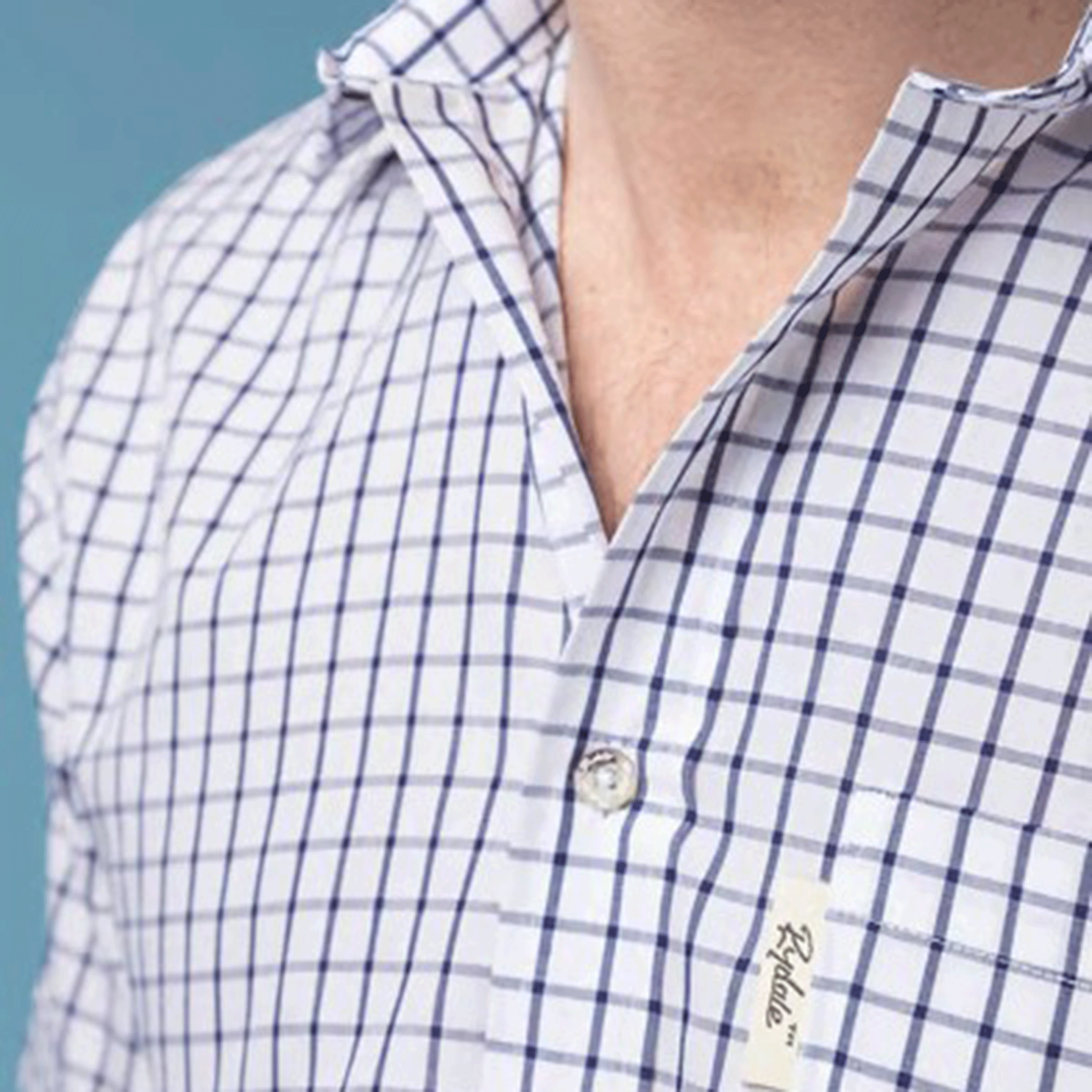 Rydale Men's Short Sleeved Check Shirt Richmond Navy-White