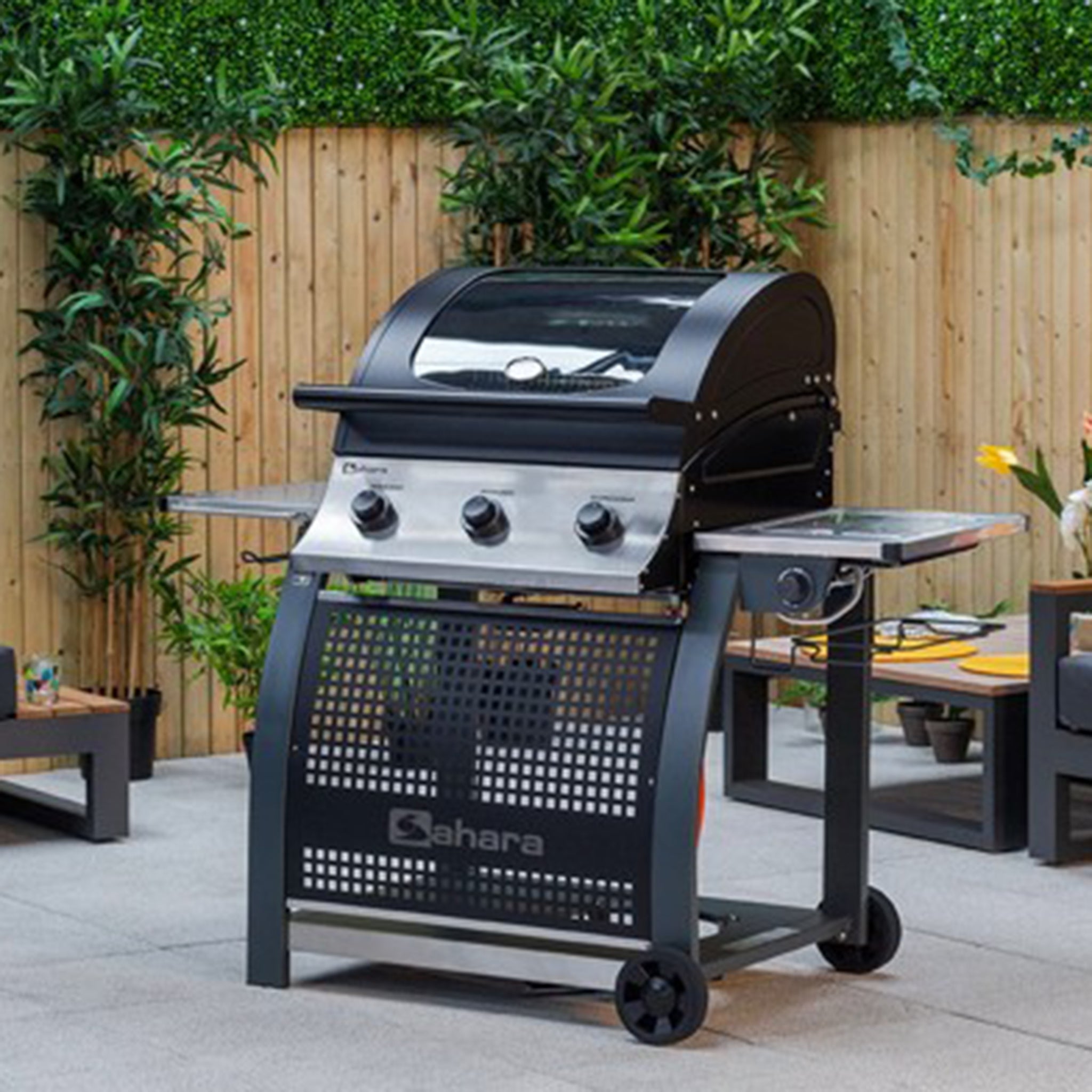 Sahara S375 3+1 Burner Gas BBQ Stainless Steel-Smoky Teal