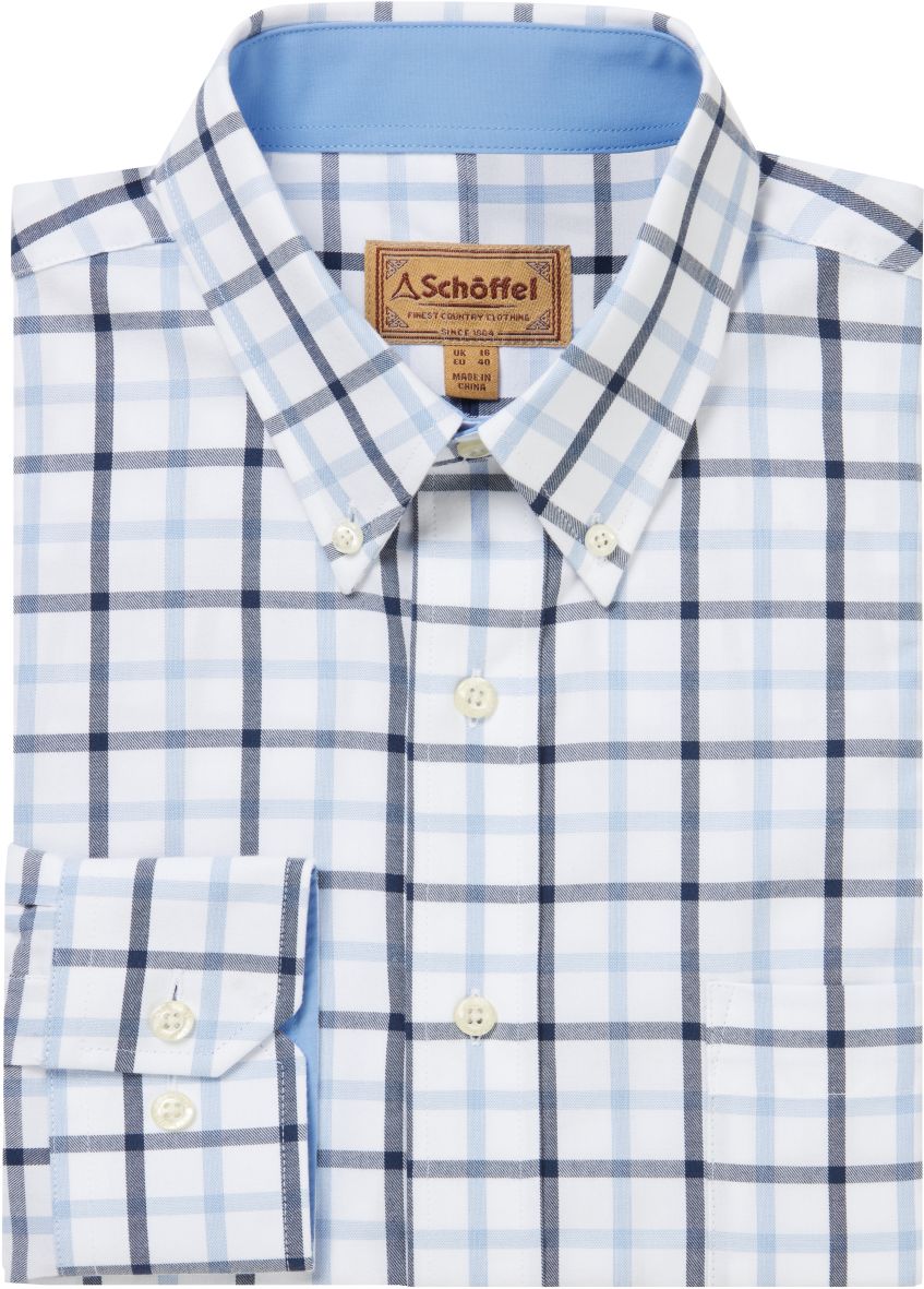 Schoffel Brancaster Classic Shirt Imperial Blue Check 1