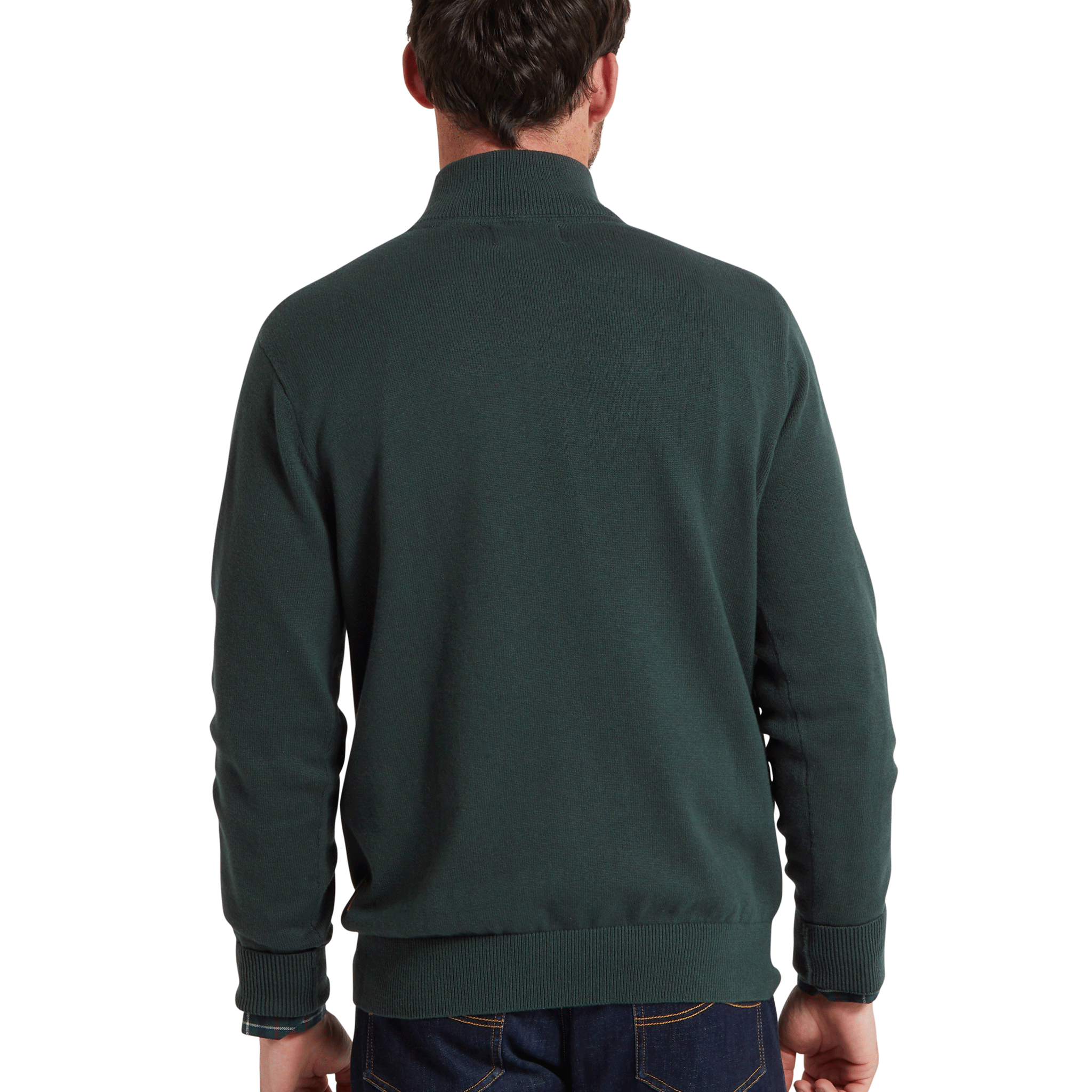 Schoffel Calton Cotton Cashmere Quarter Zip Jumper in Botanical Green