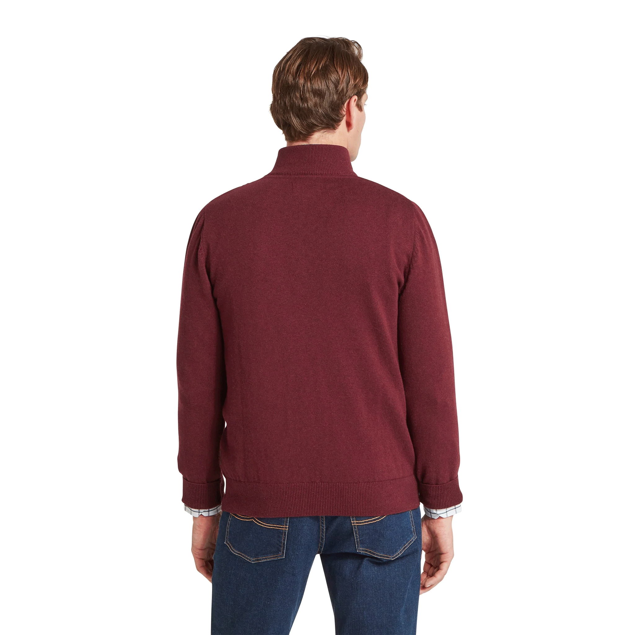 Schöffel Calton Cotton Cashmere 1/4 Zip Jumper Burgundy