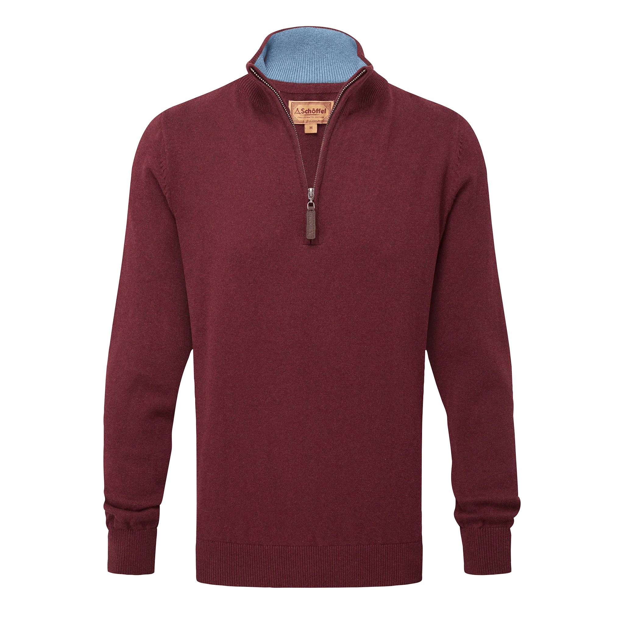 Schöffel Calton Cotton Cashmere 1/4 Zip Jumper Burgundy