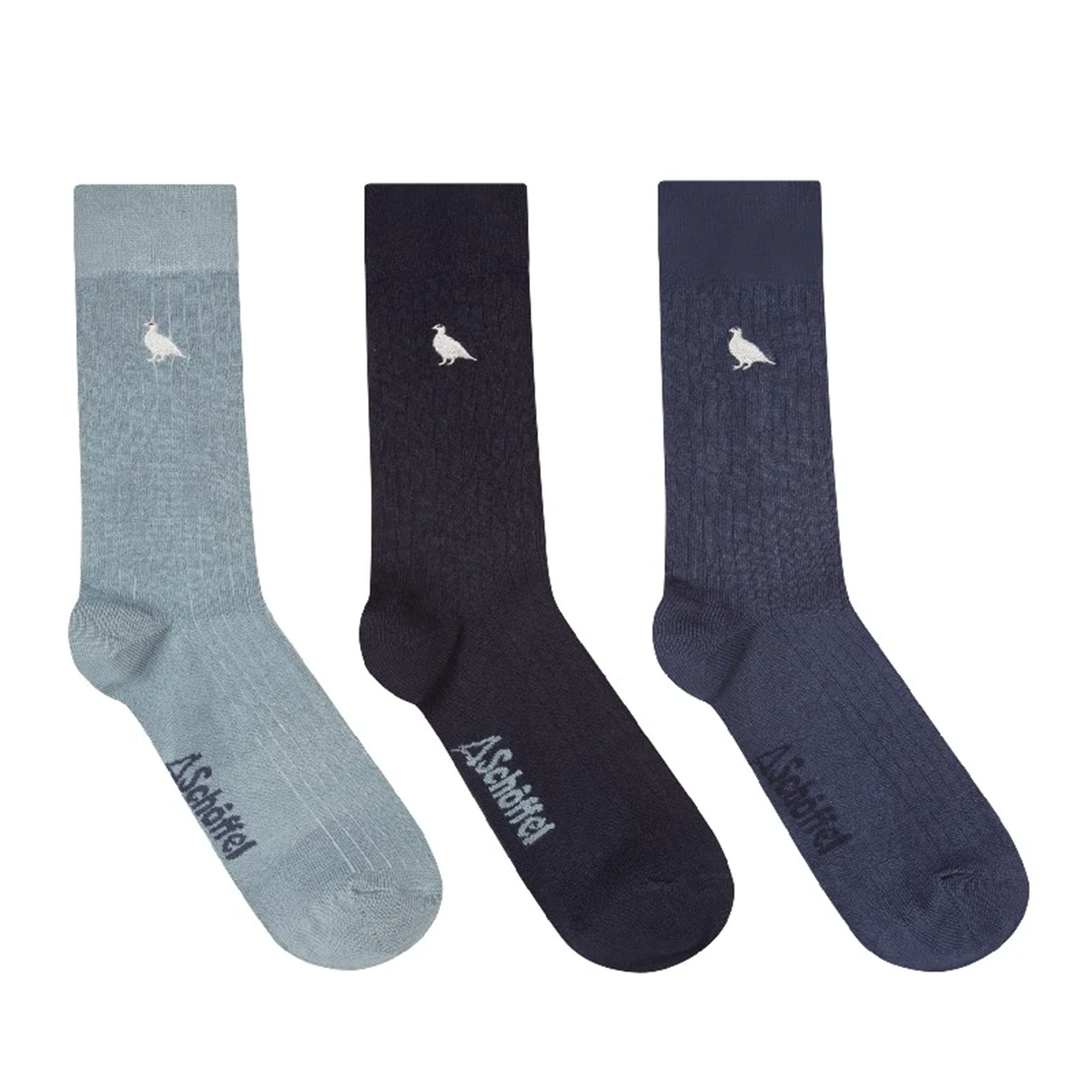 Schöffel Country Men’s Bamboo Socks Gift Box of 3 Blue Ptarmigan Mix UK 7-11