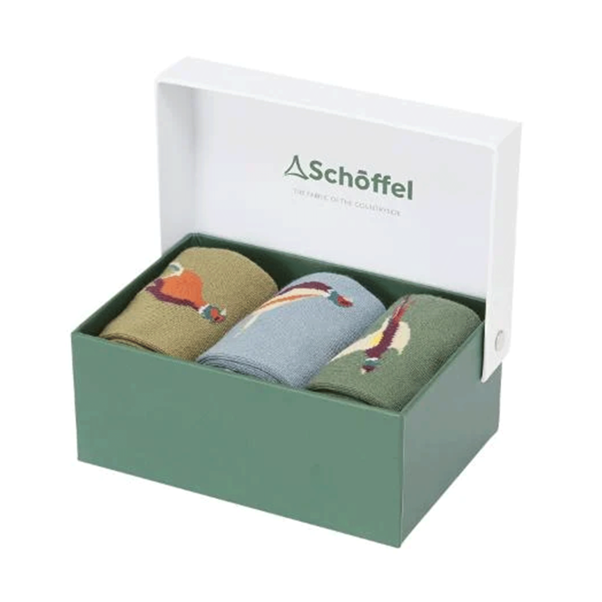 Schöffel Country Men’s Bamboo Socks Gift Box of 3 Lake Blue Pheasant Mix UK 7-11