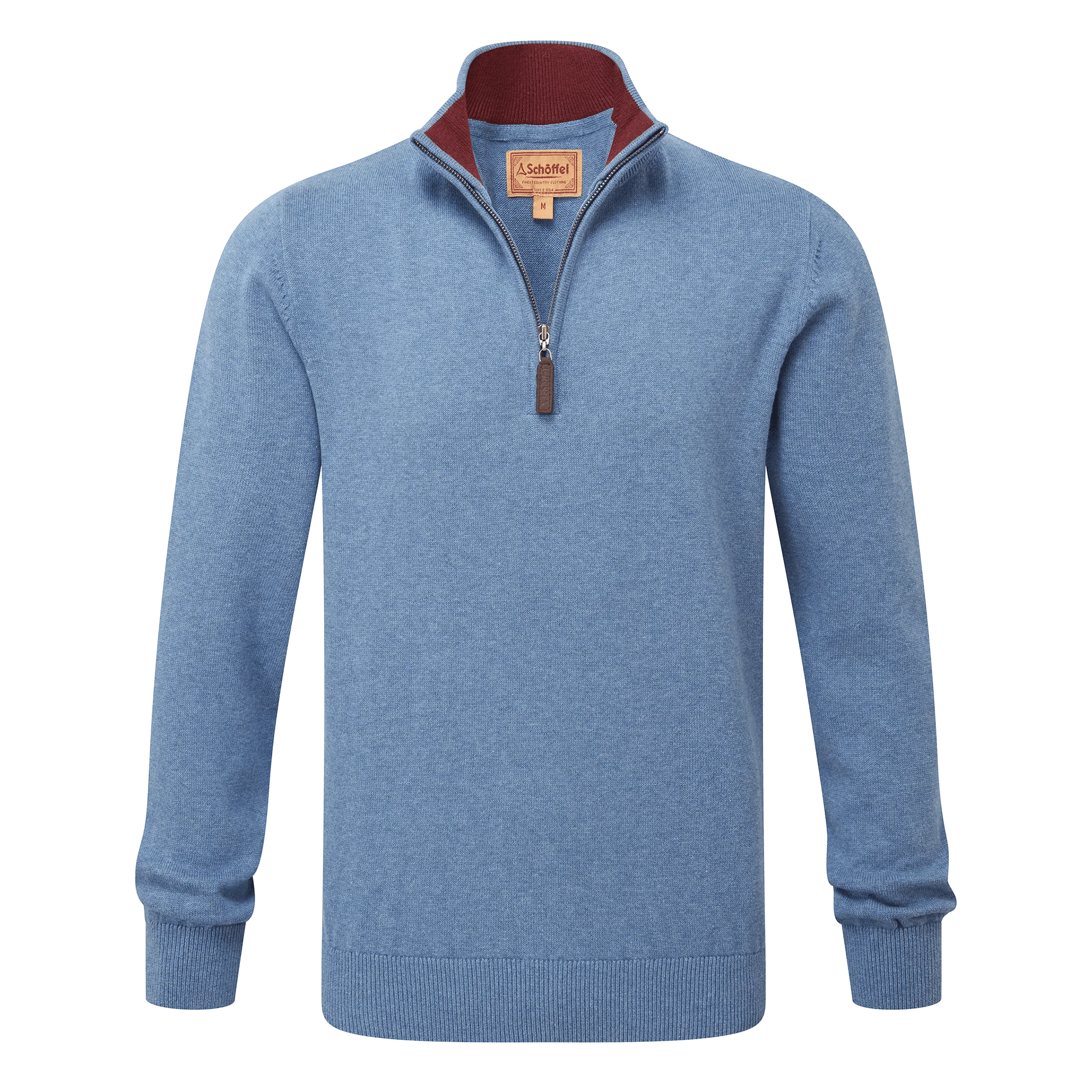 Schöffel Country Men’s Calton Cotton Cashmere Quarter-Zip Jumper Lake Blue