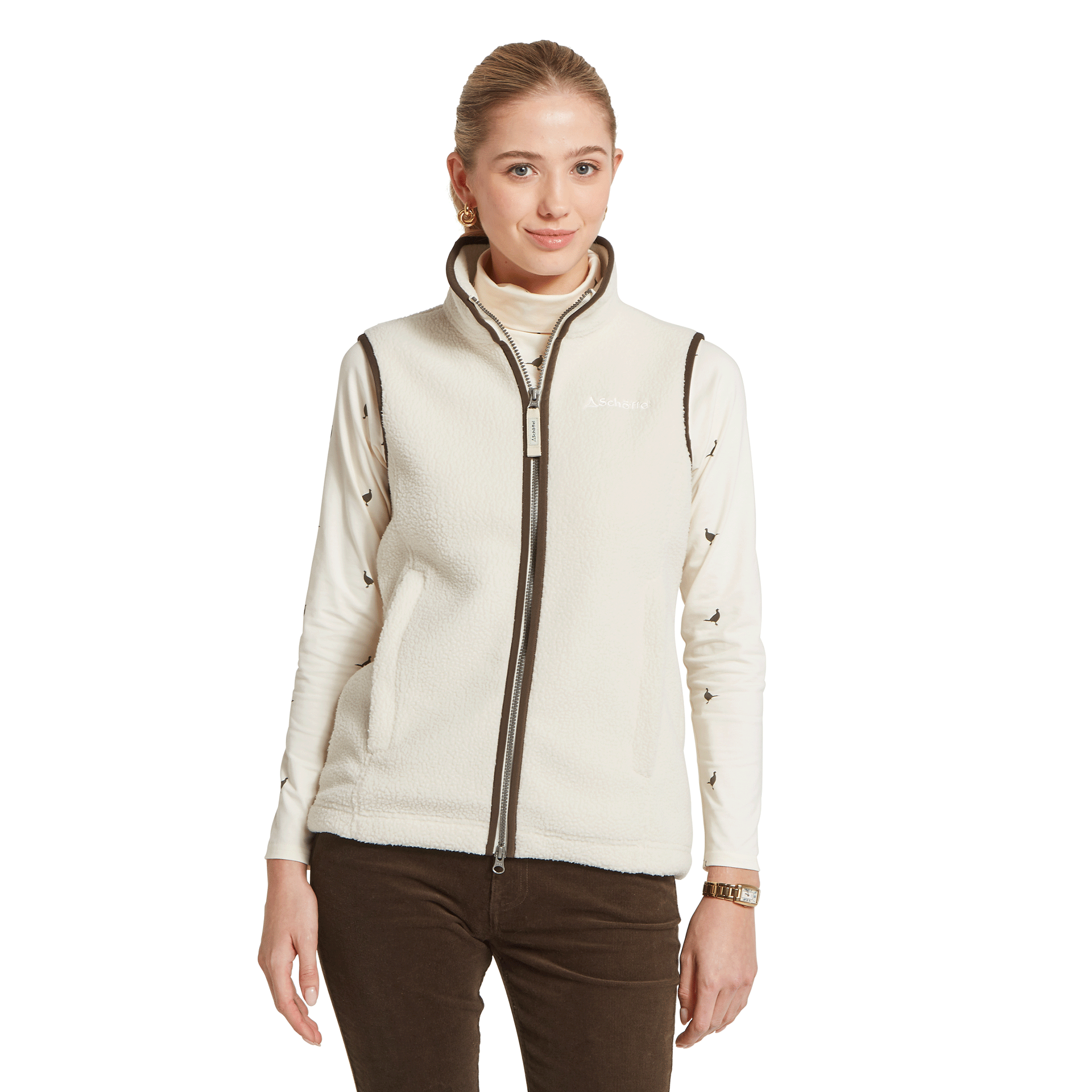 Schöffel Country Women's Lyndon Retro Fleece Gilet Soft White