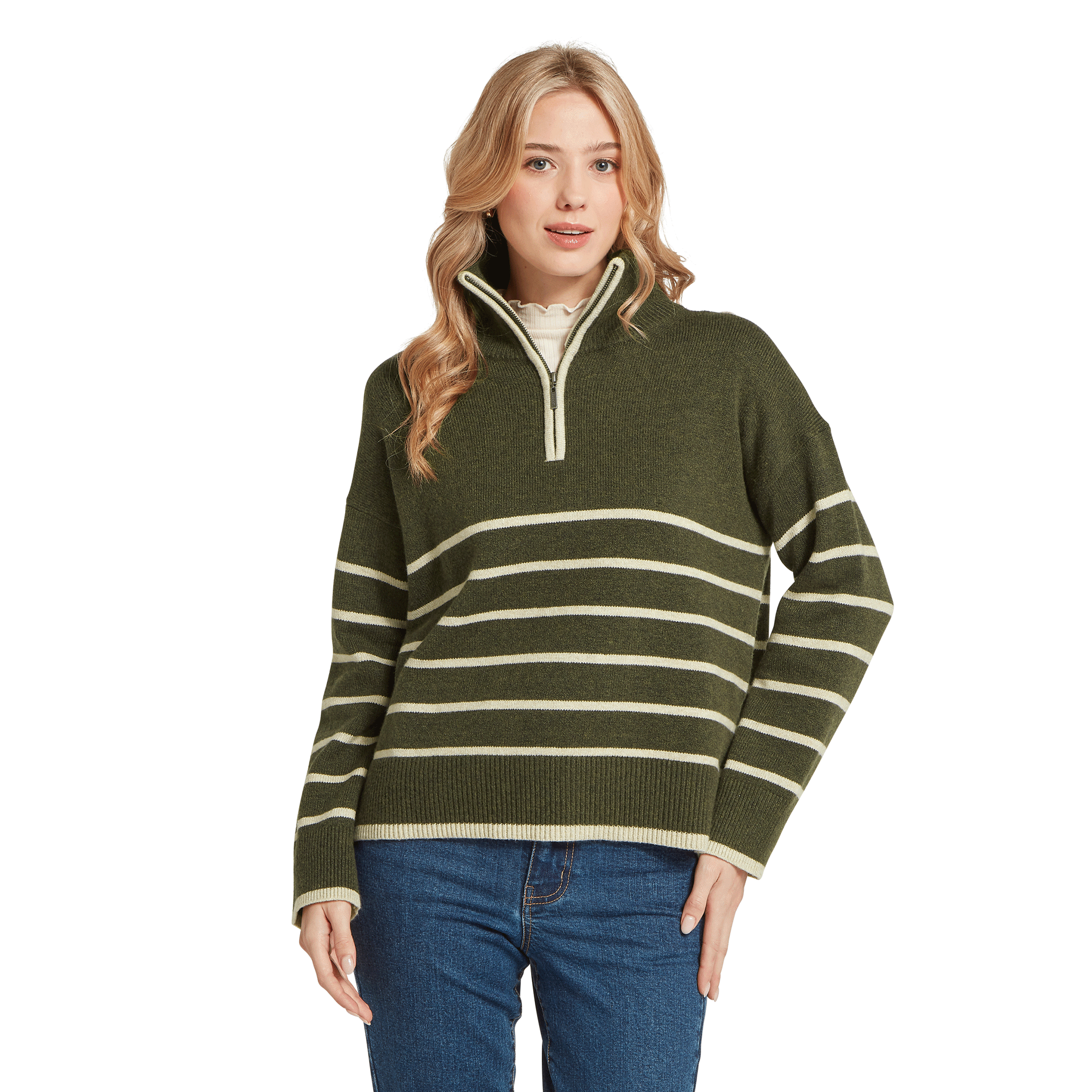 Schöffel Country Women's Sandsend 1/4 Zip Jumper Loden & Oatmeal