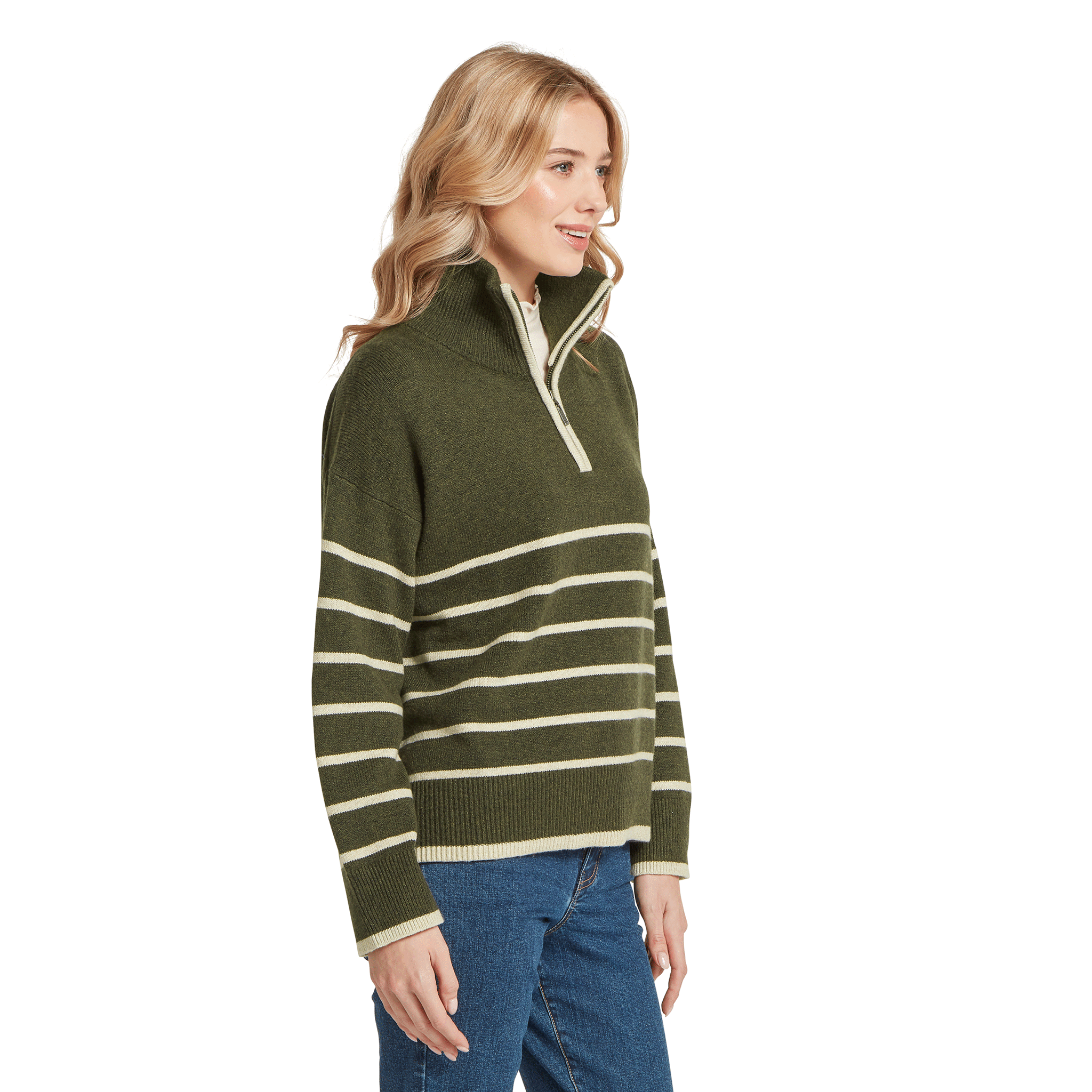 Schöffel Country Women's Sandsend 1/4 Zip Jumper Loden & Oatmeal