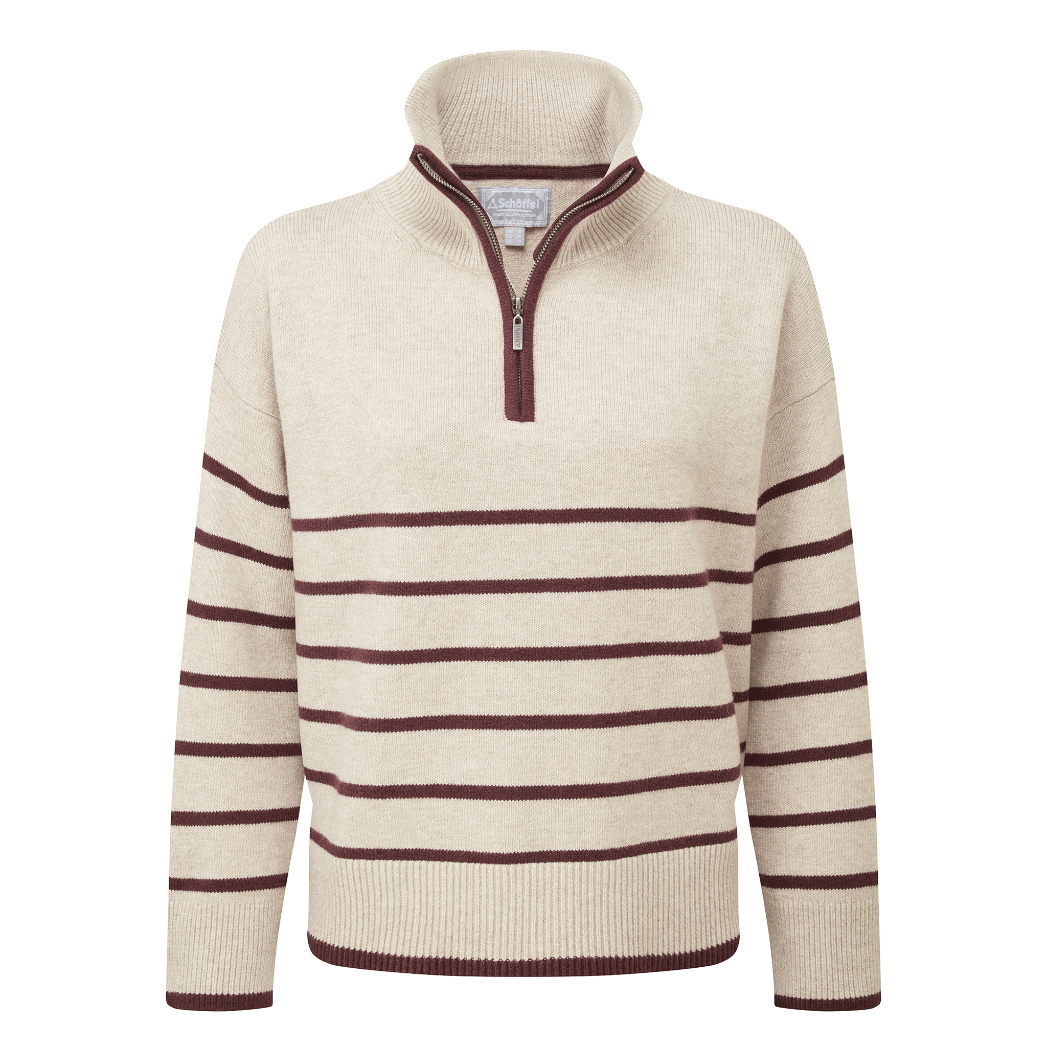 Schöffel Country Women's Sandsend 1/4 Zip Jumper Oatmeal & Port