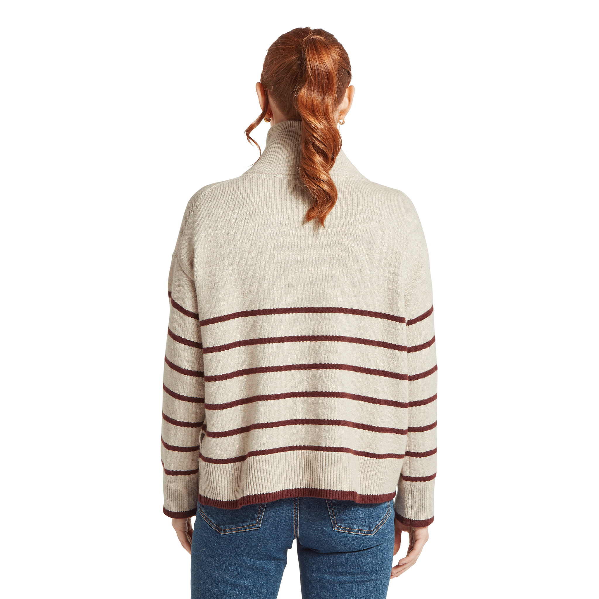 Schöffel Country Women's Sandsend 1/4 Zip Jumper Oatmeal & Port