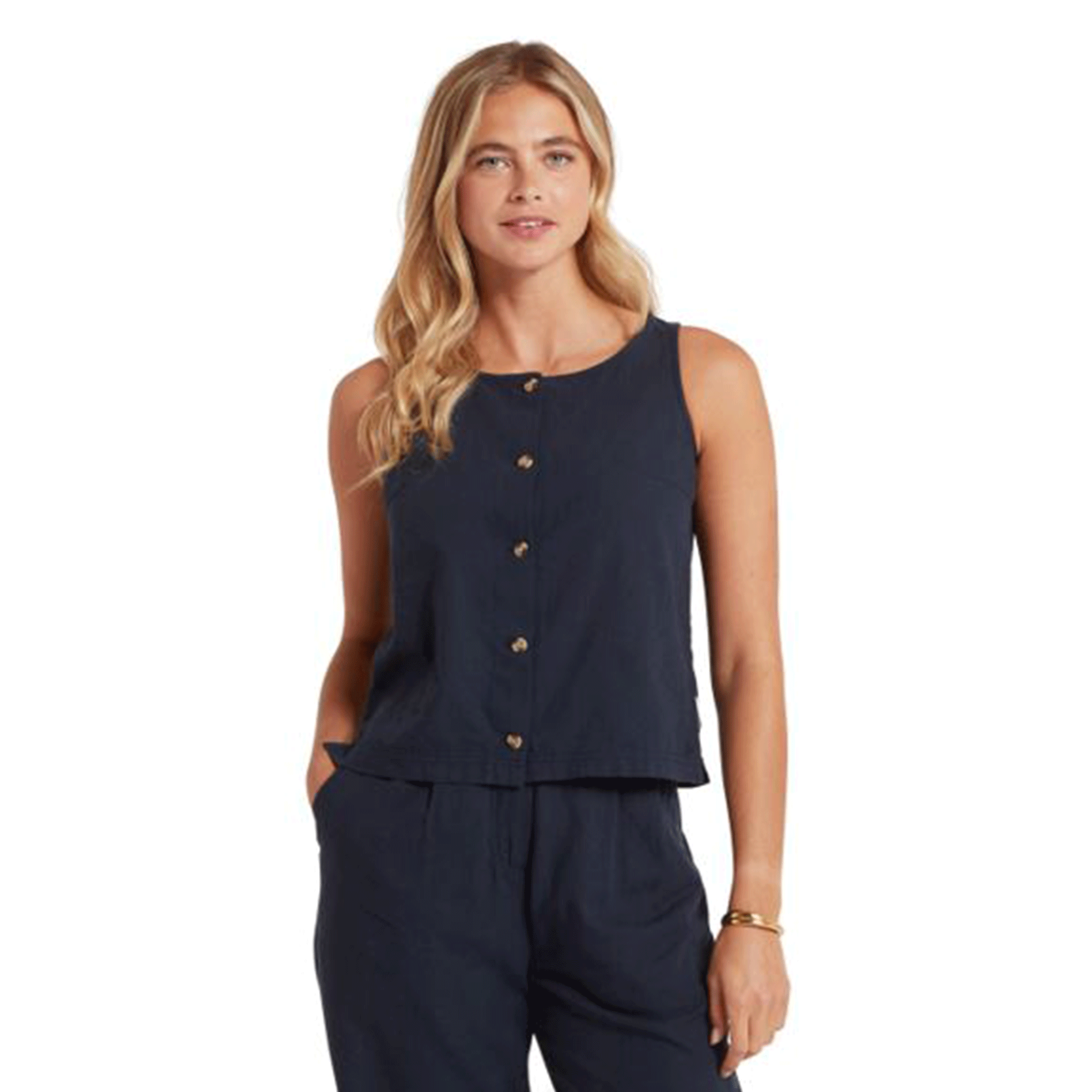Schoffel Elsworth Linen Top in Navy