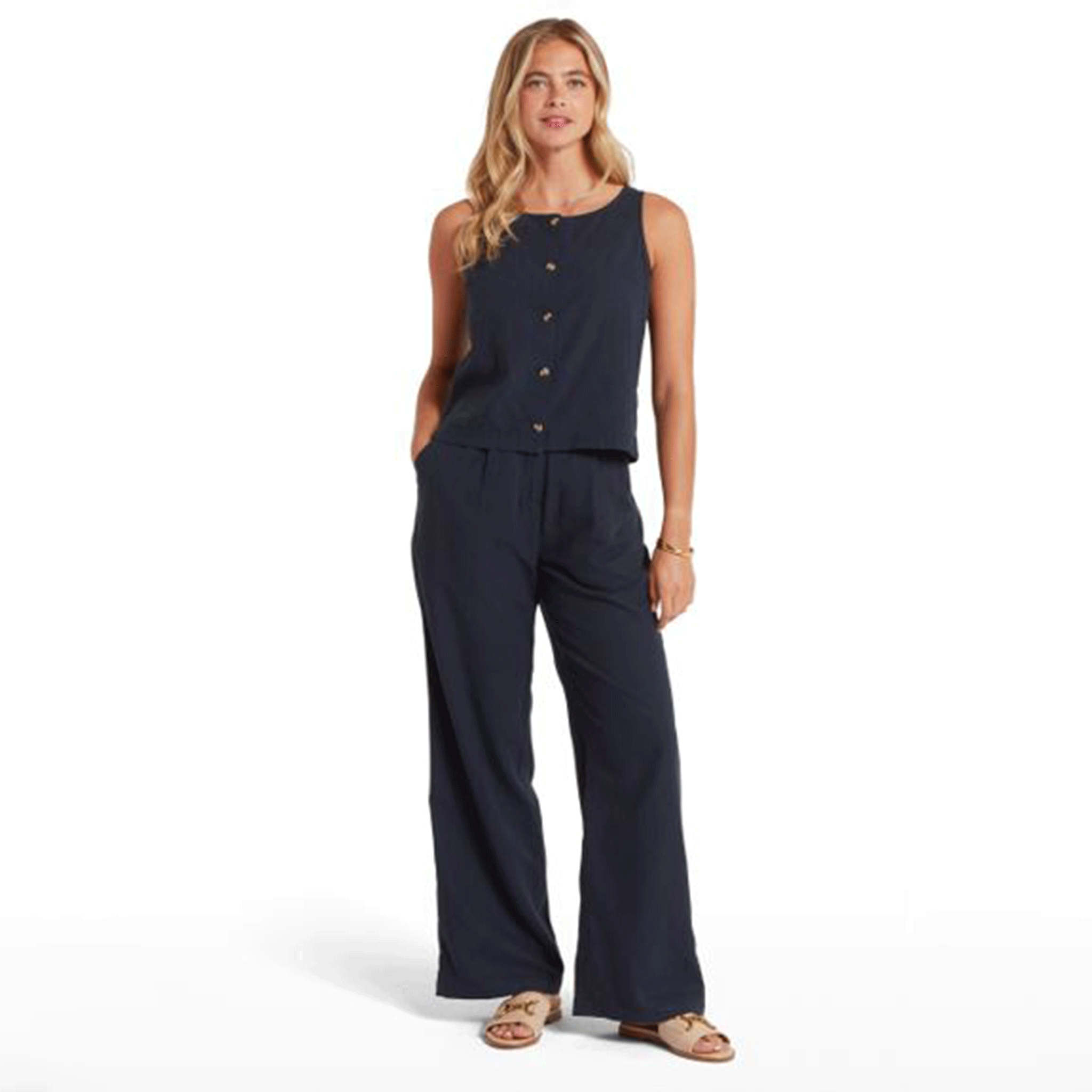 Schoffel Elsworth Linen Top in Navy