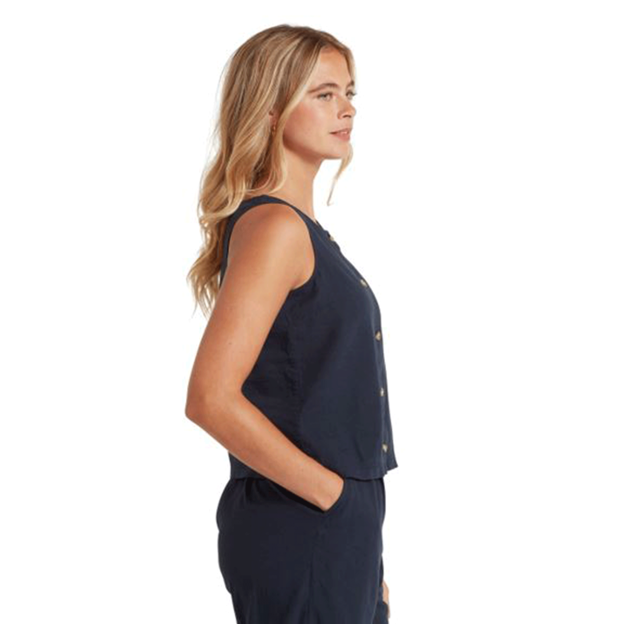 Schoffel Elsworth Linen Top in Navy
