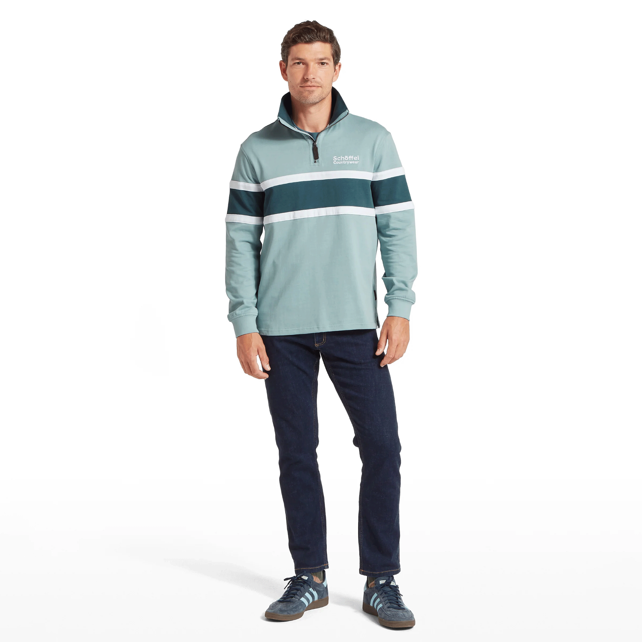 Schoffel Exmouth Heritage Quarter Zip in Powder Blue
