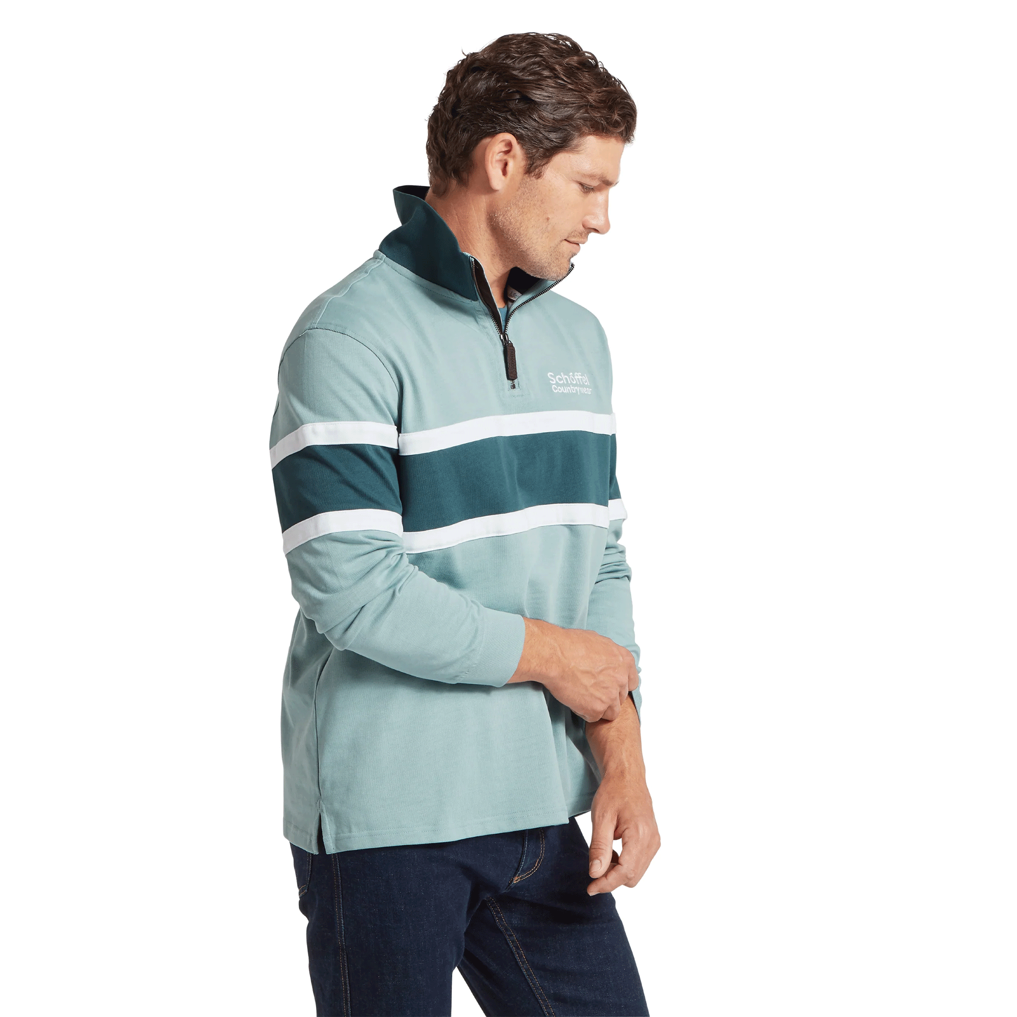 Schoffel Exmouth Heritage Quarter Zip in Powder Blue