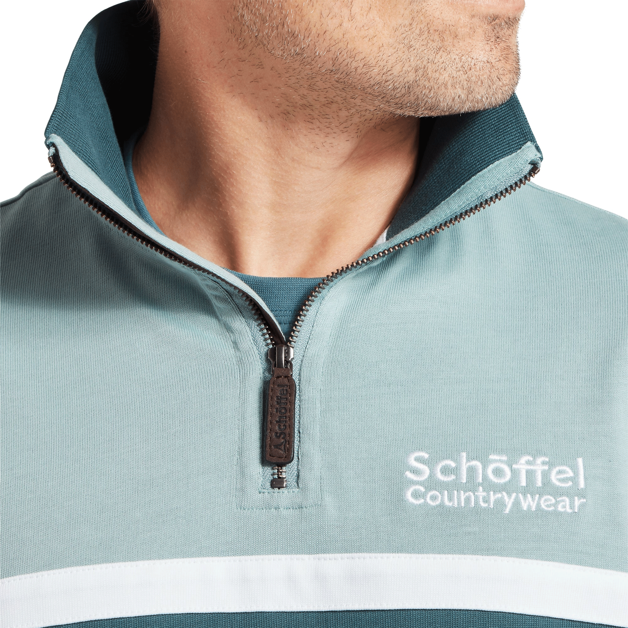 Schoffel Exmouth Heritage Quarter Zip in Powder Blue