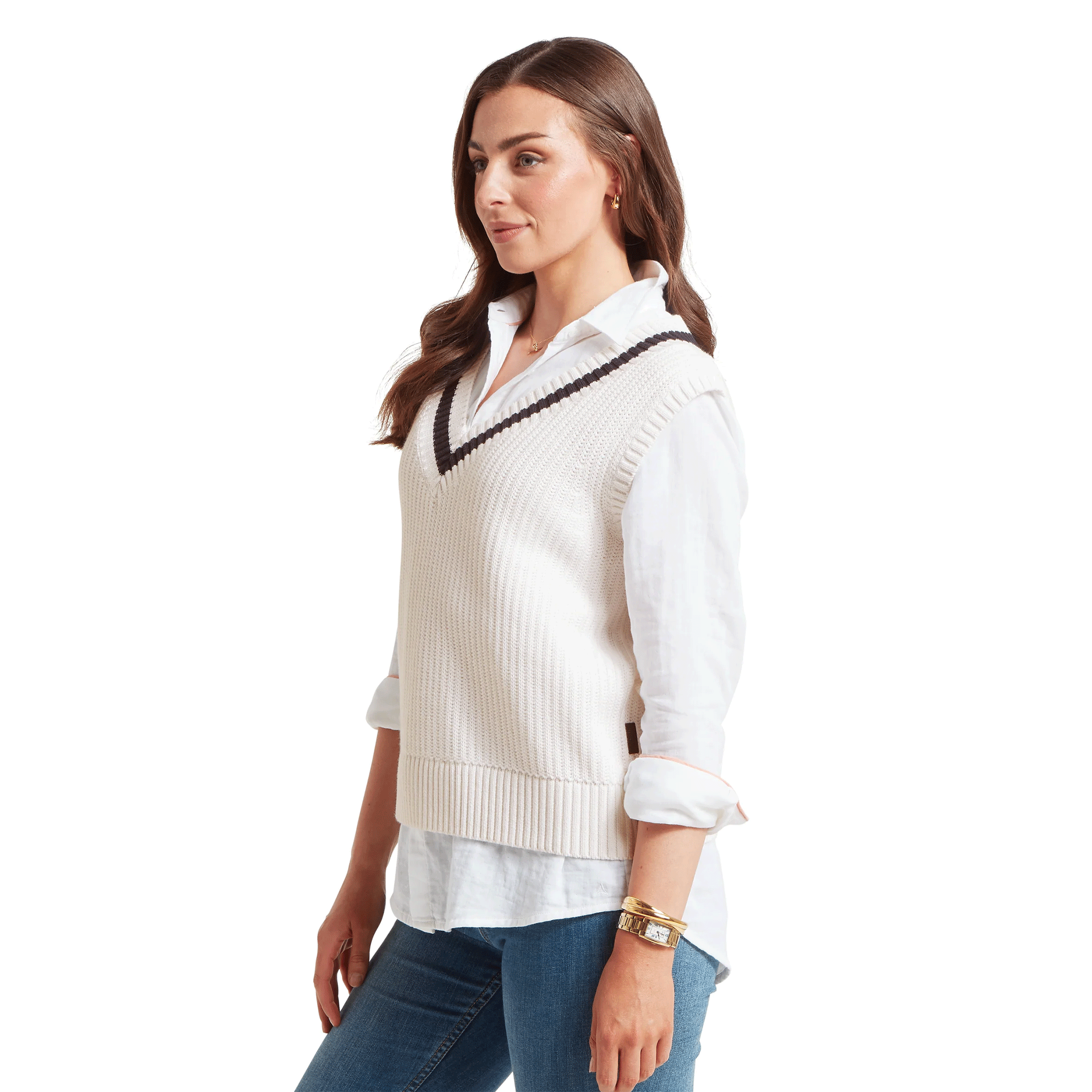 Schoffel Hambledon Knitted Vest in Navy Stripe