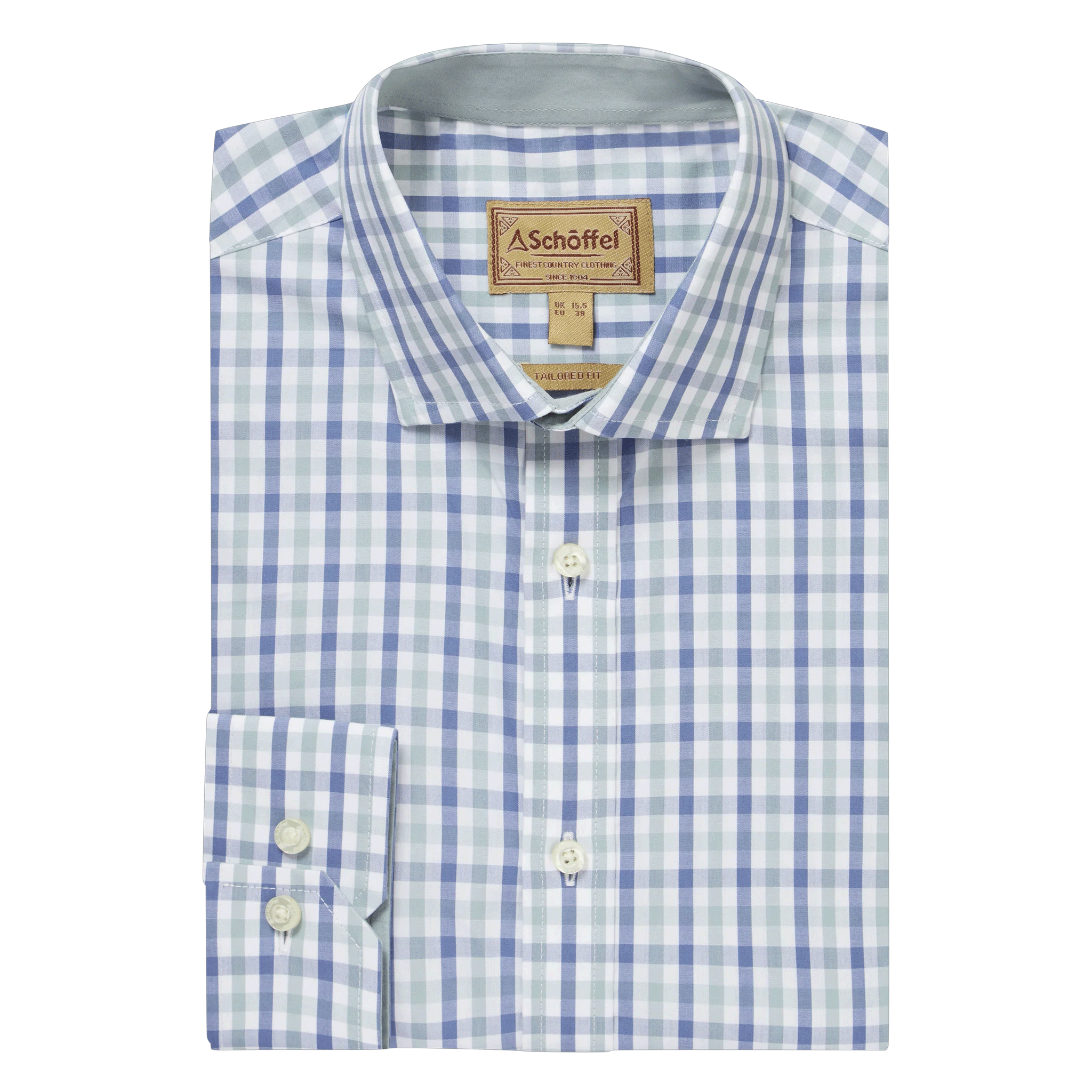 Schoffel Hebden Tailored Shirt in Mist Blue & Vintage Indigo Check