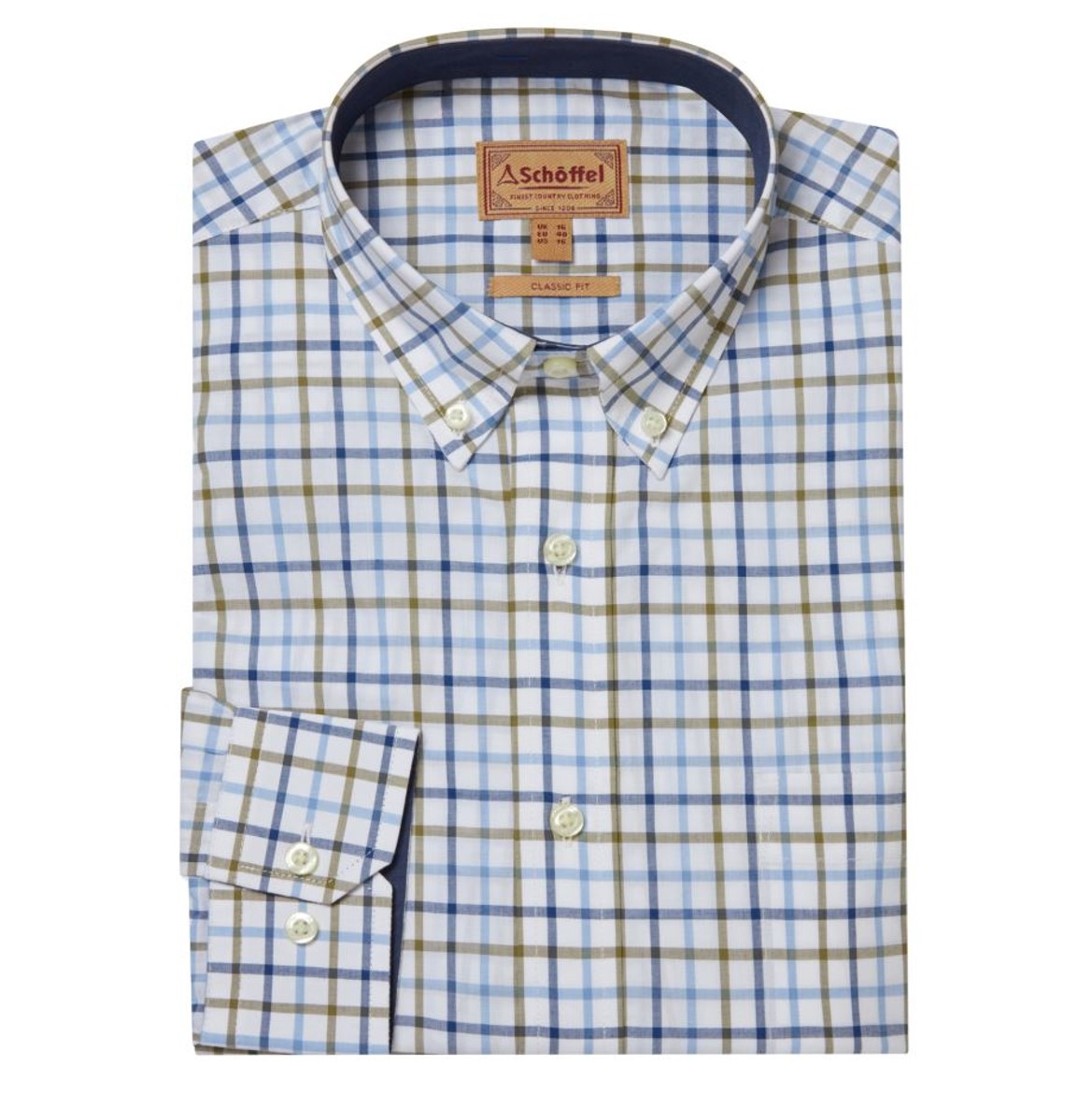 Schoffel Holkham Classic Shirt French Navy-Light Khaki-Sky Blue 2