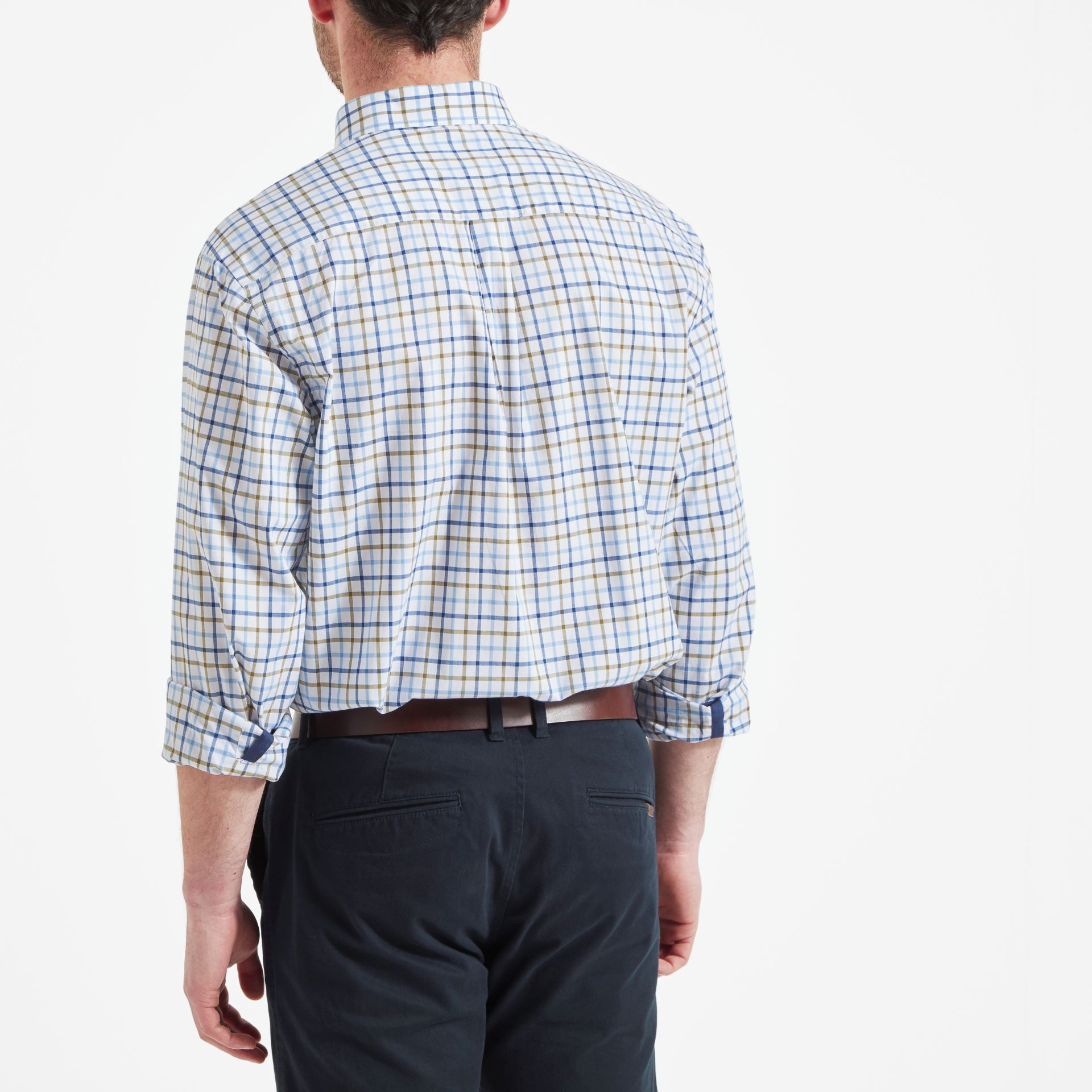 Schoffel Holkham Classic Shirt French Navy-Light Khaki-Sky Blue 3
