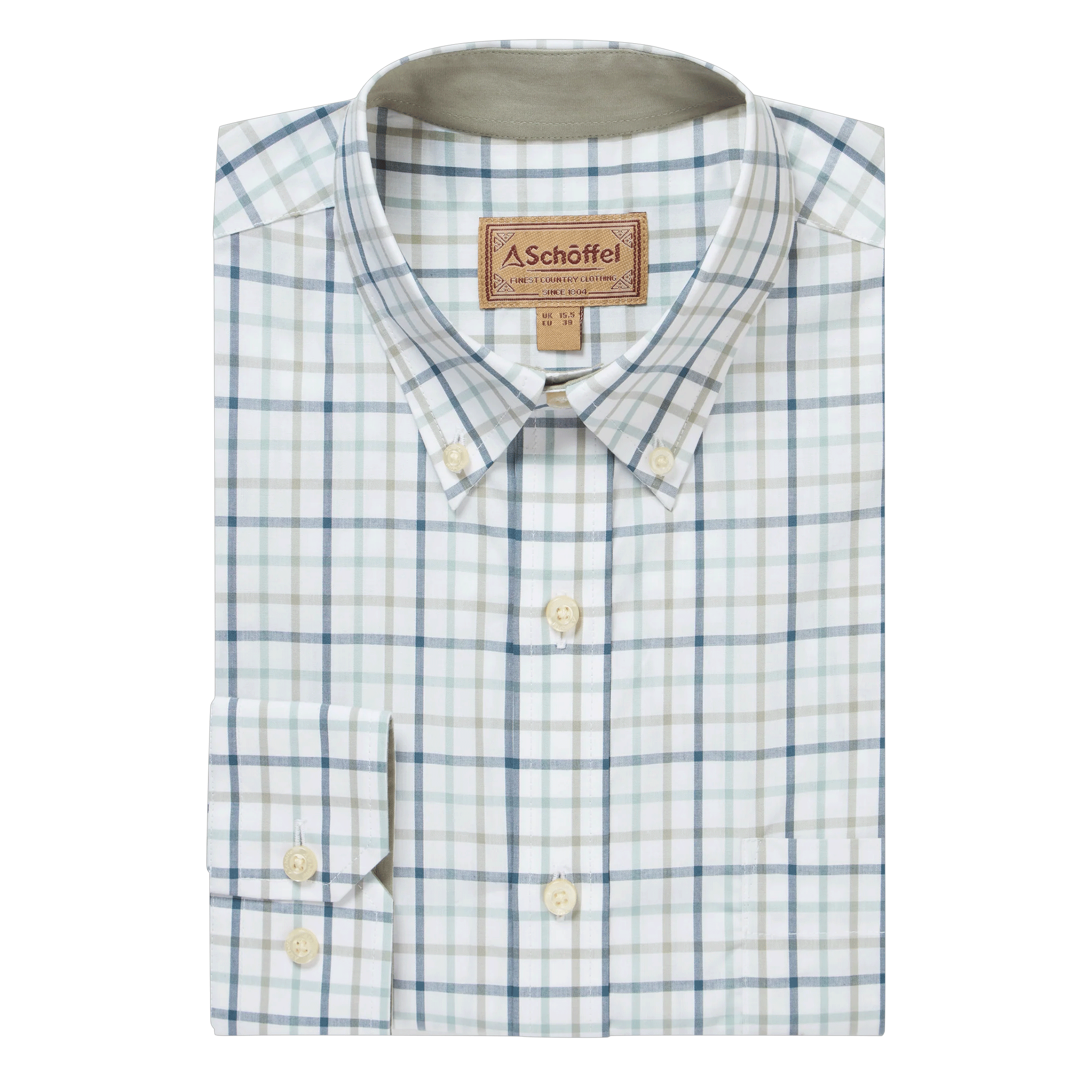 Schoffel Holkham Classic Shirt in Deep Ocean Blue & Agave Green