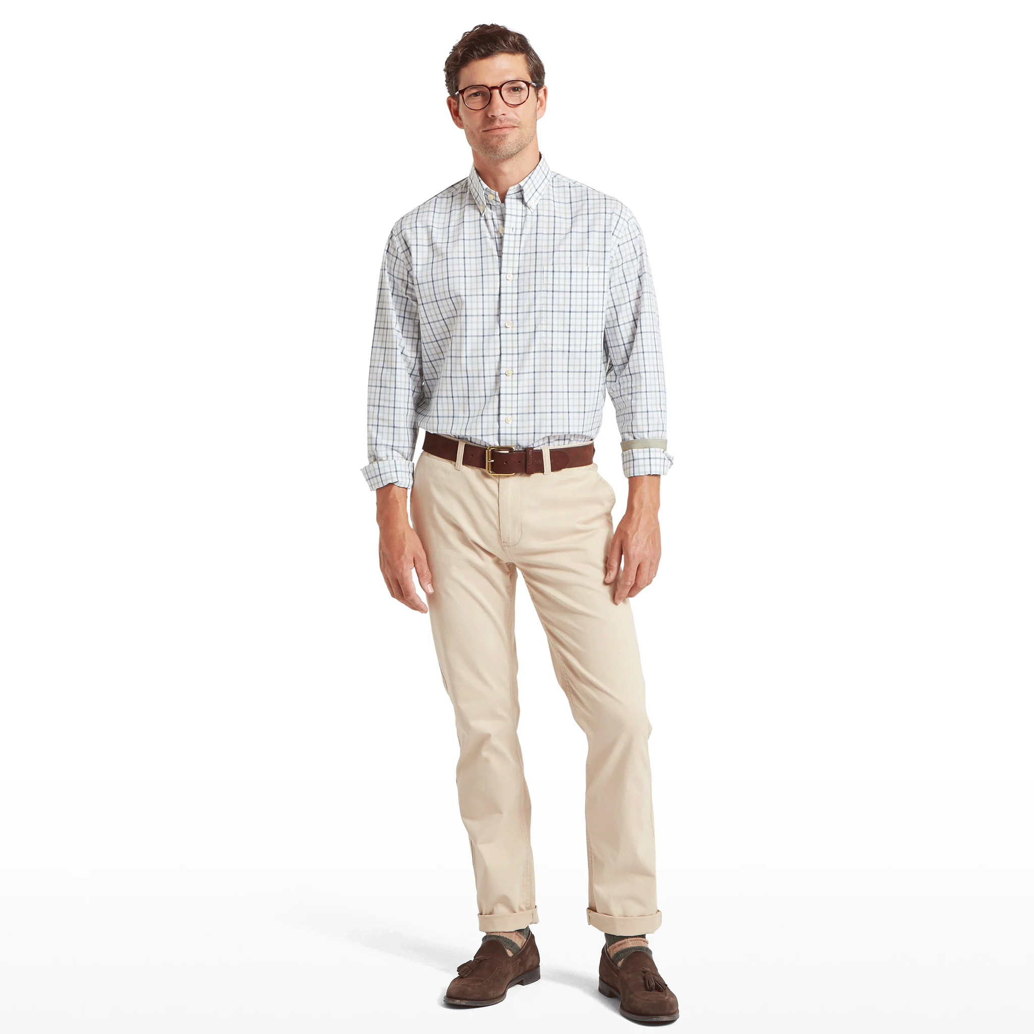 Schoffel Holkham Classic Shirt in Deep Ocean Blue & Agave Green