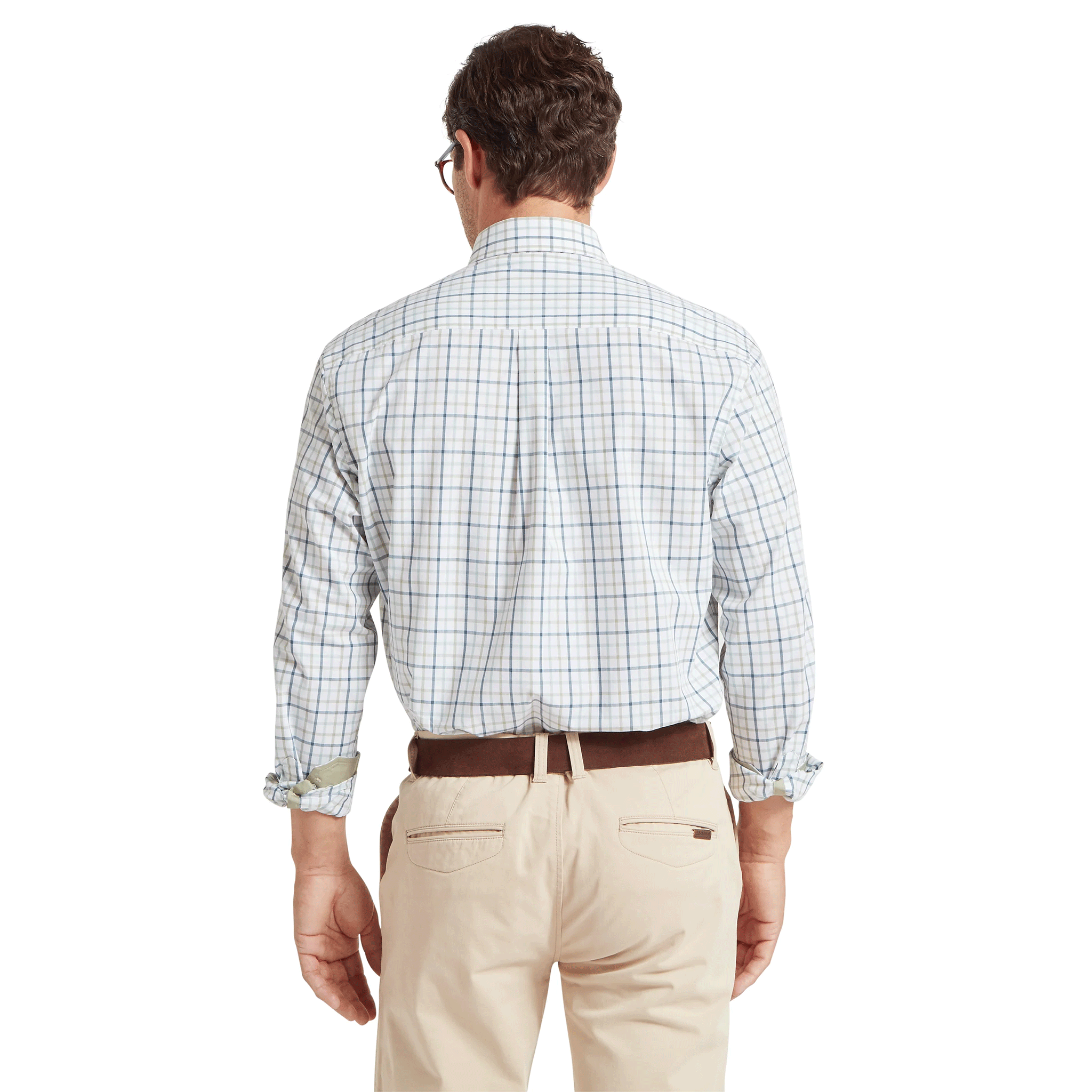 Schoffel Holkham Classic Shirt in Deep Ocean Blue & Agave Green