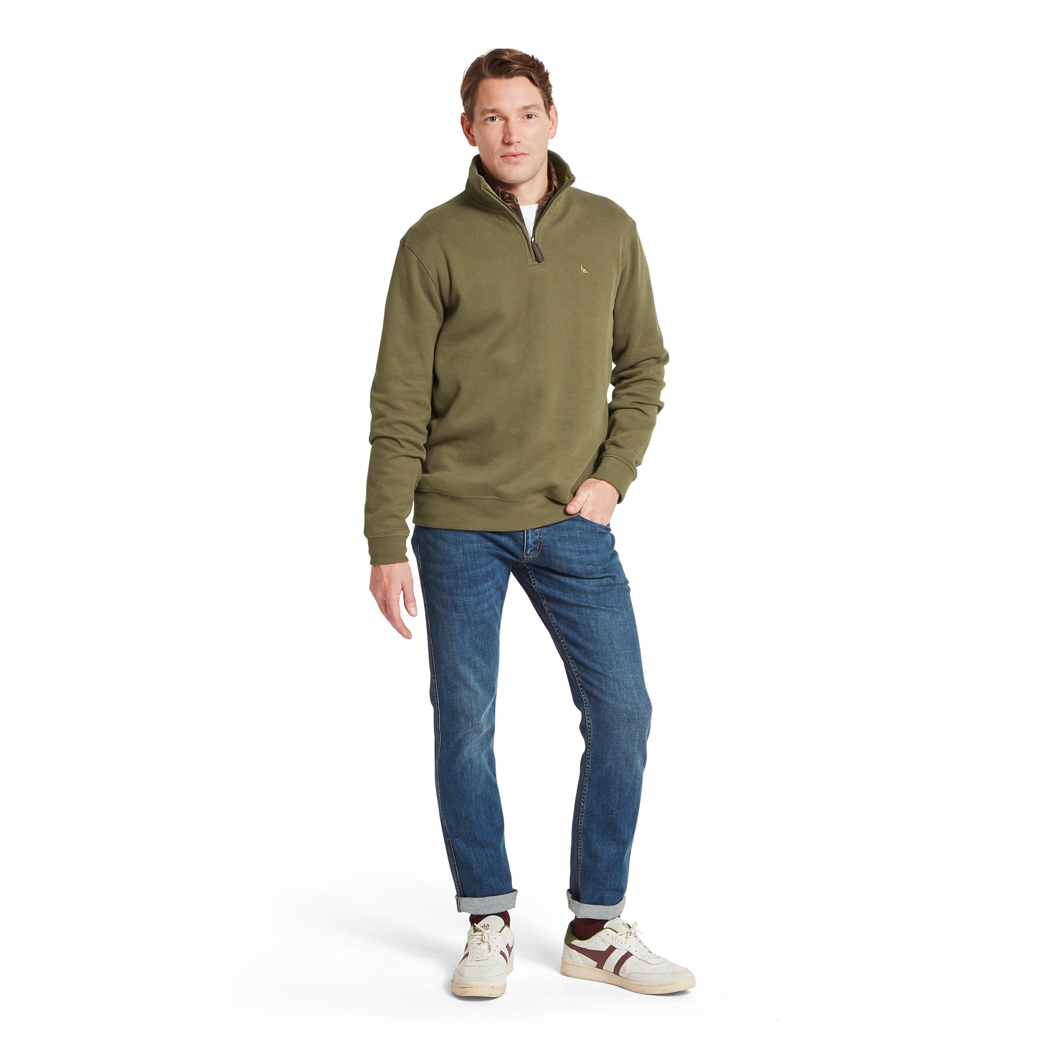 Schöffel Kingsand Quarter Zip Jumper Dark Khaki Green