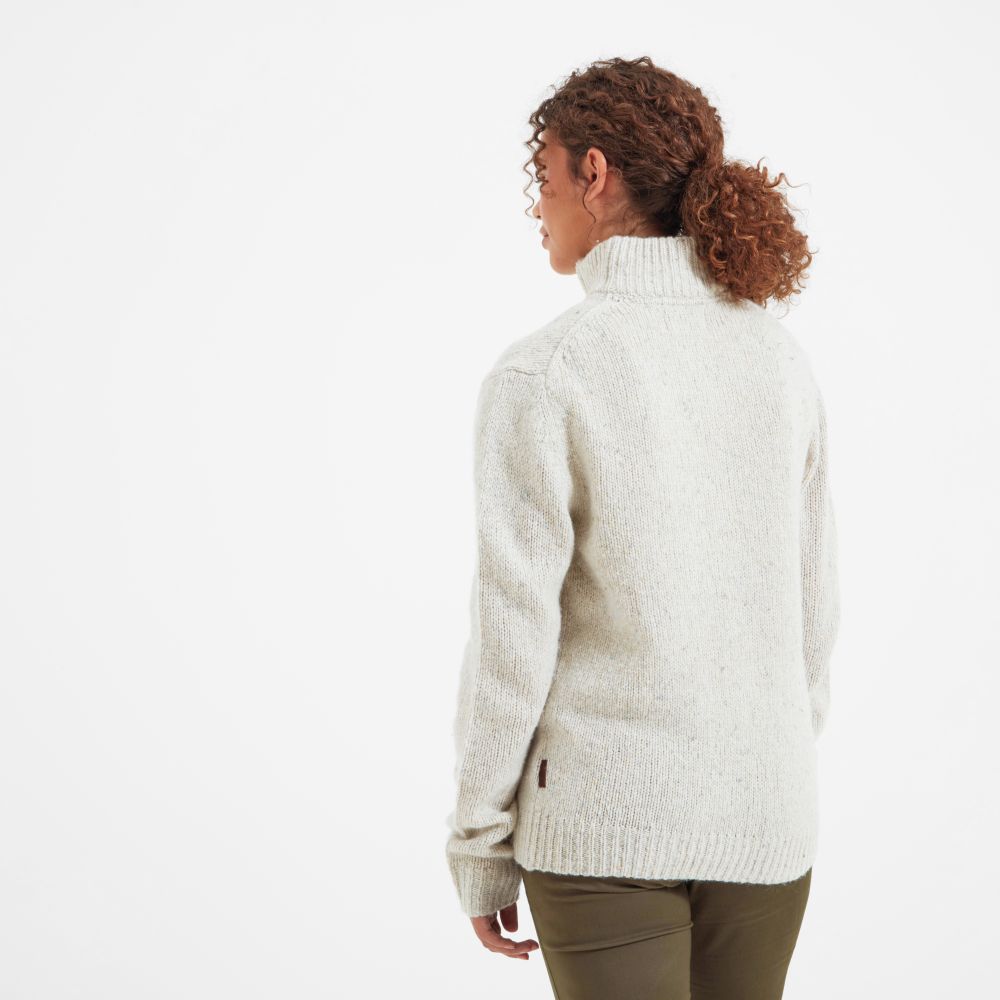 Schoffel Ladies Aviemore Alpaca Mix Qtr Zip Jumper Ivory 4