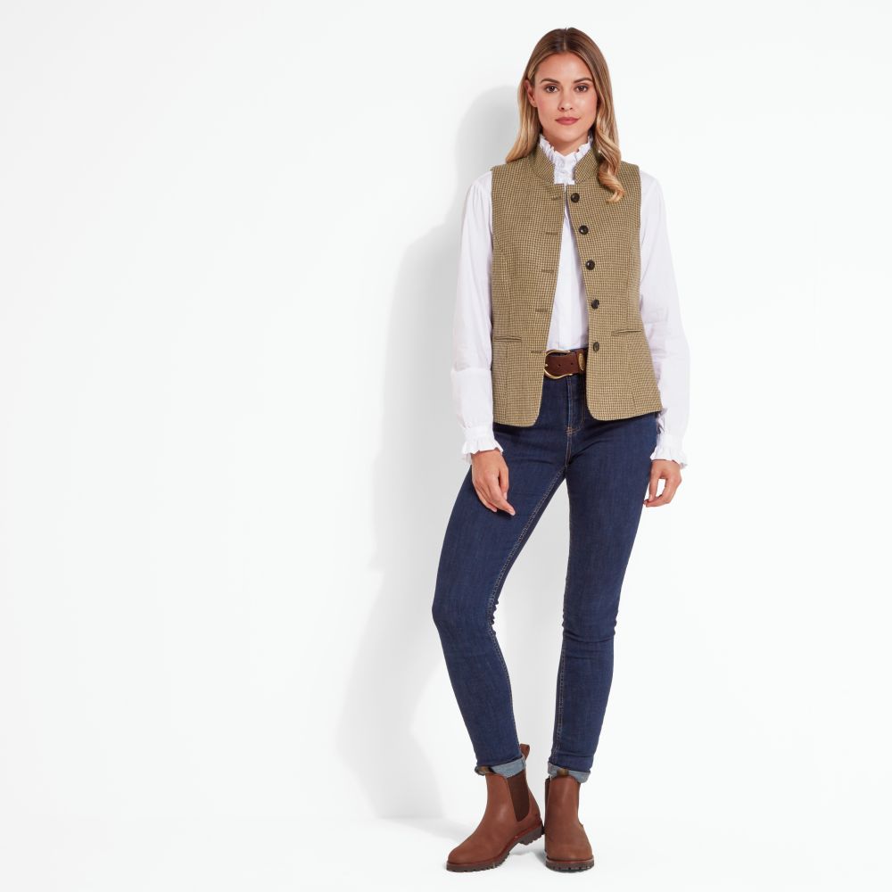 Schoffel Millport Nehru Tweed Waistcoat Houndstooth Check 5