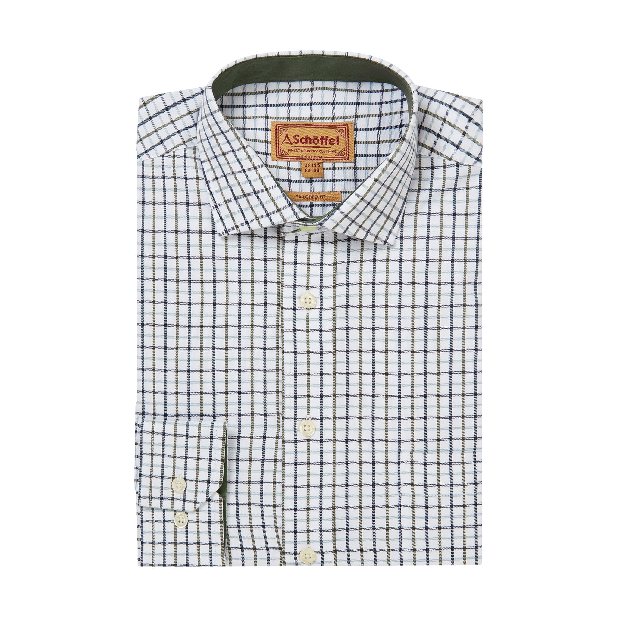 Schöffel Milton Tailored Shirt Blueberry & Dark Khaki Green Check