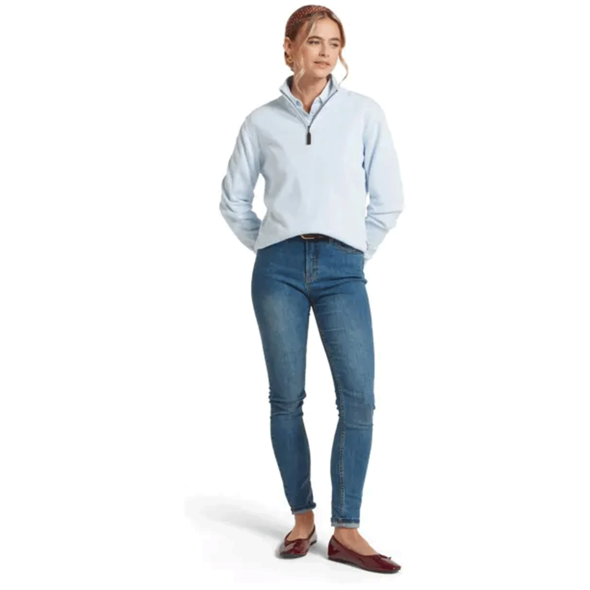 Schoffel Women's Polperro Pima 1/4 Zip Jumper Blue Water