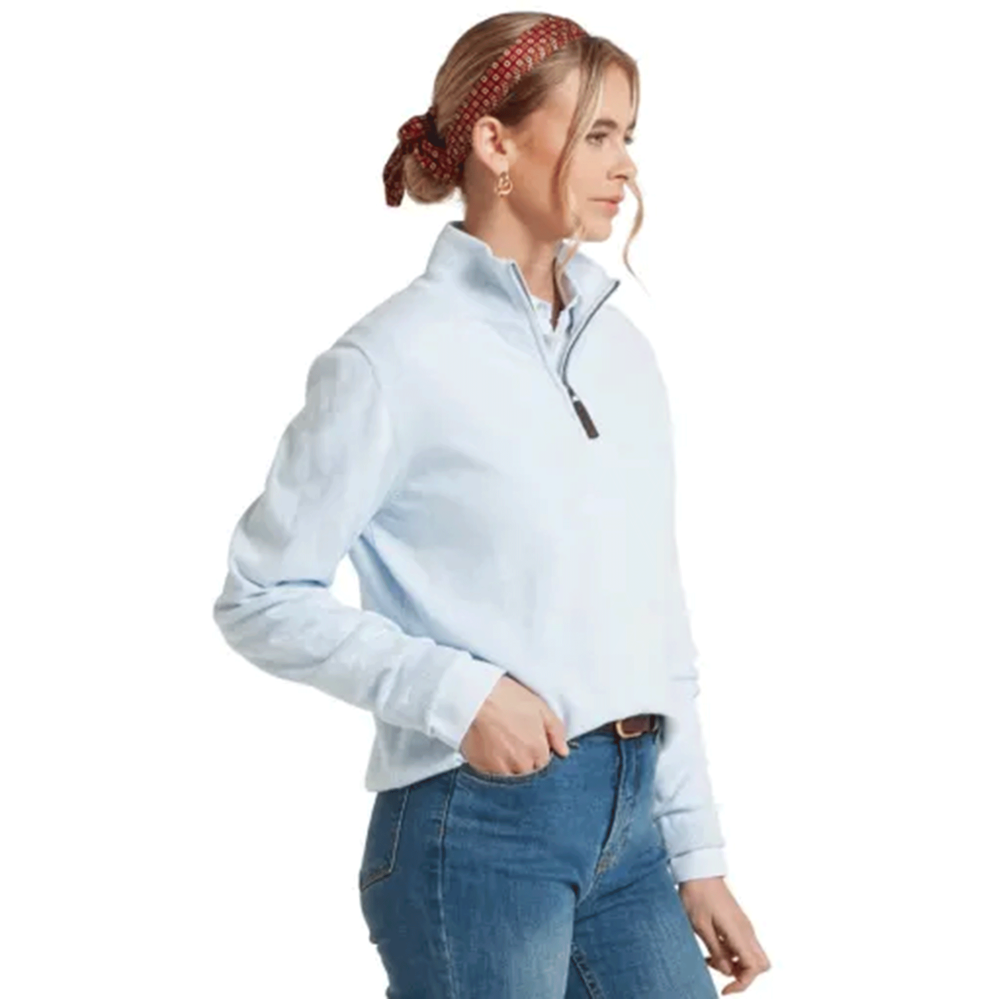 Schoffel Women's Polperro Pima 1/4 Zip Jumper Blue Water
