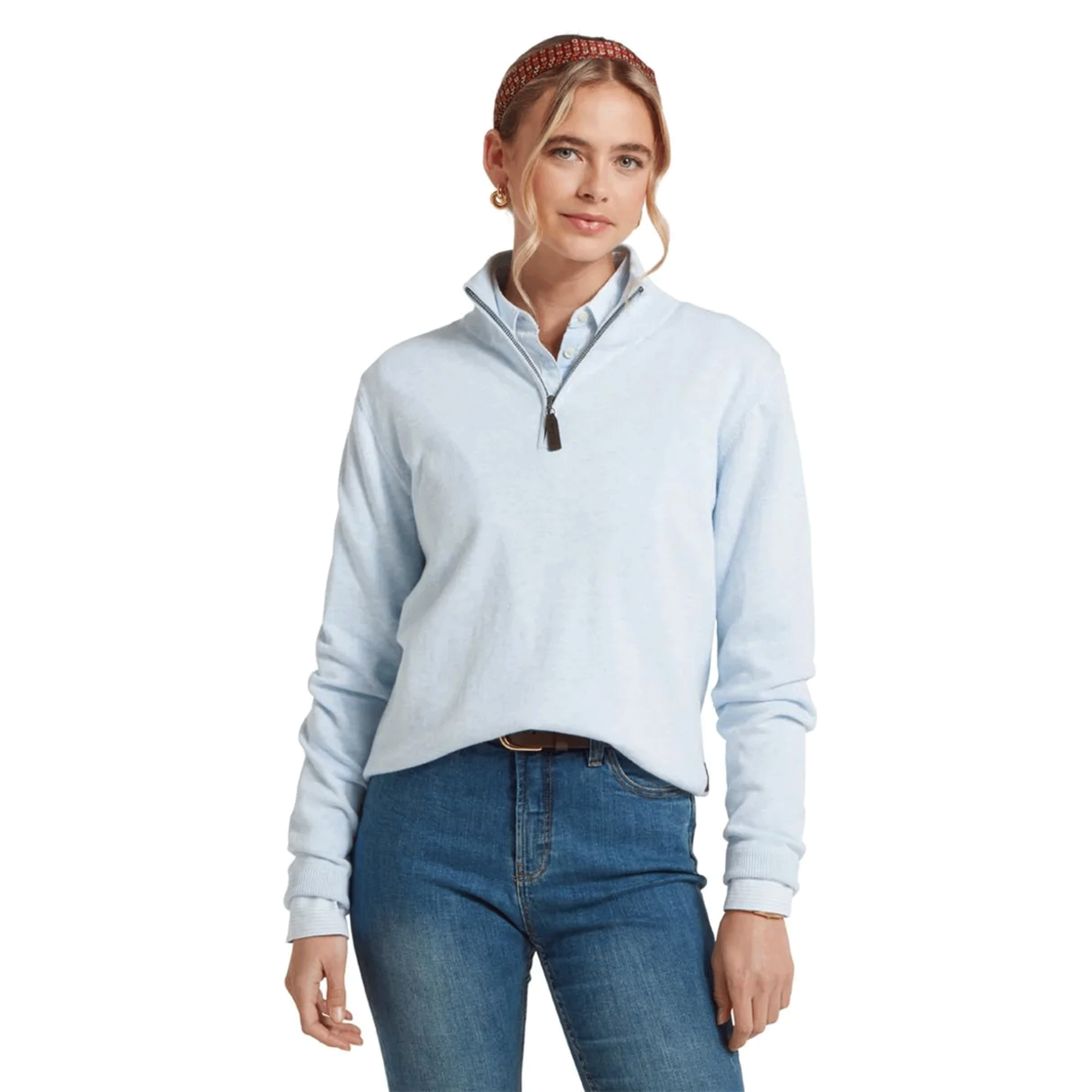 Schoffel Women's Polperro Pima 1/4 Zip Jumper Blue Water