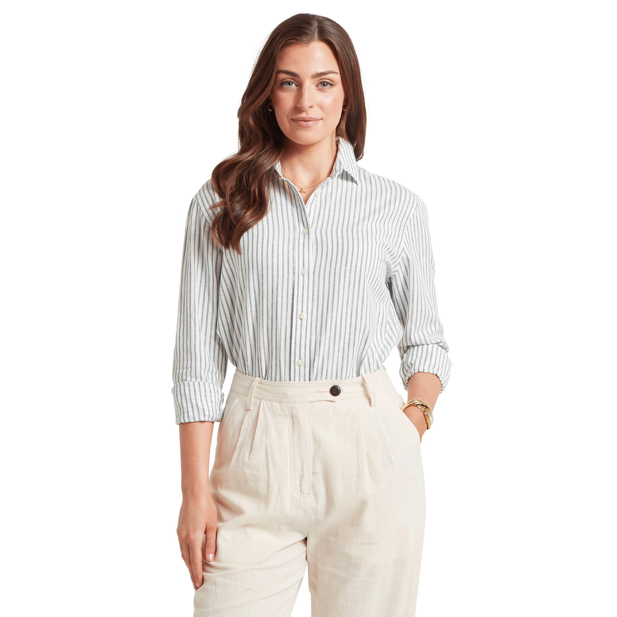 Schoffel Salthouse Linen Shirt Blue Stripe
