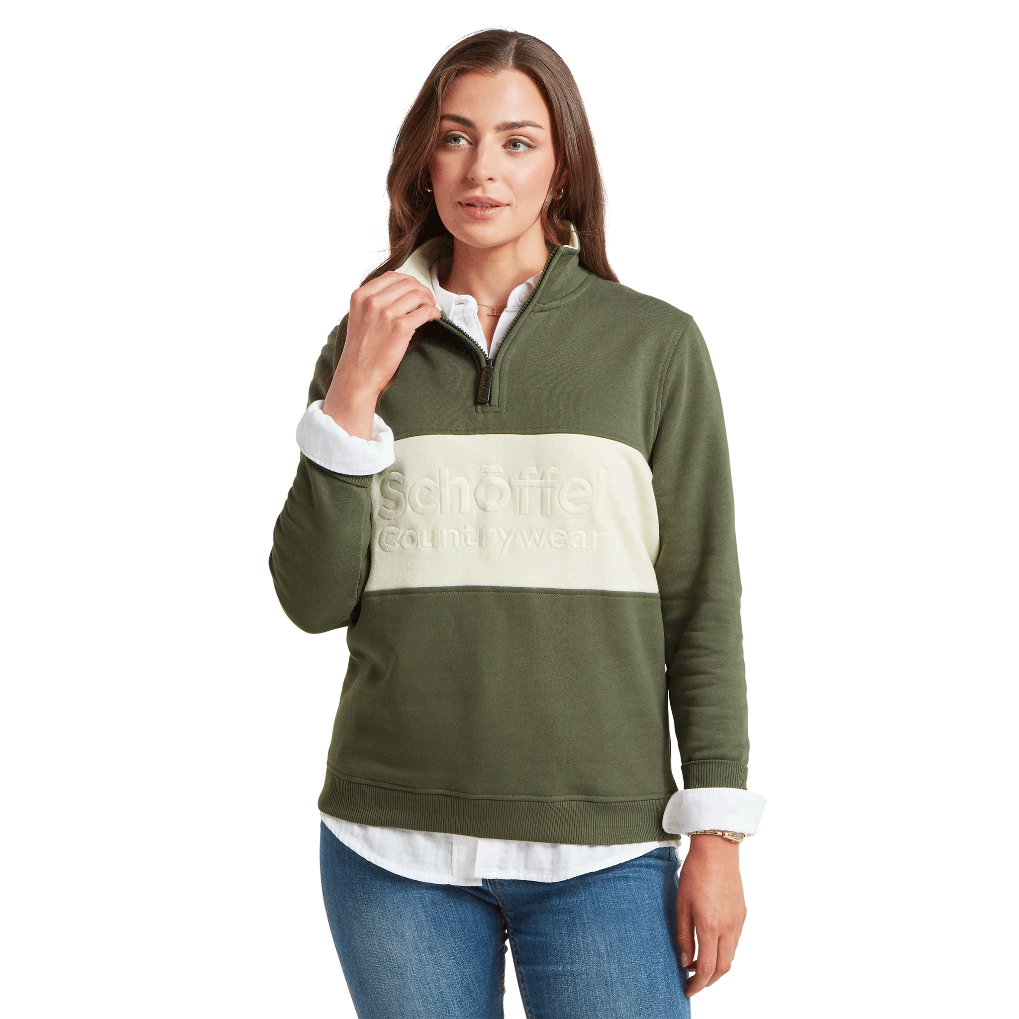 Schoffel St Agnes 1/4 Zip Sweatshirt in Beetle Green