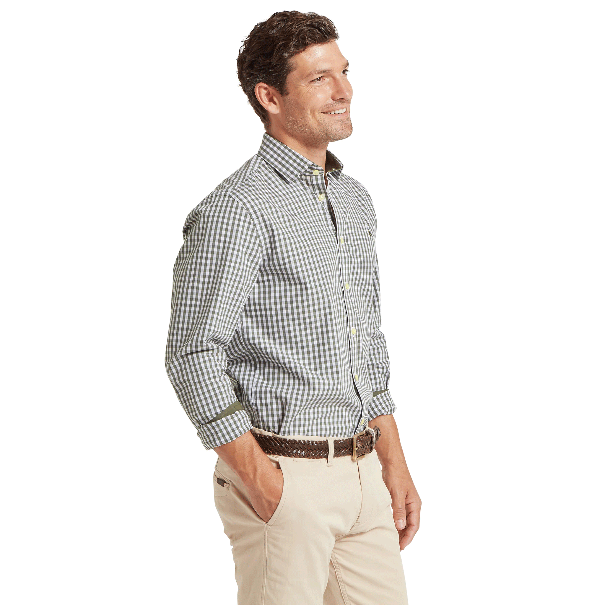 Schoffel Thorpeness Tailored Check Shirt in Beetle Green