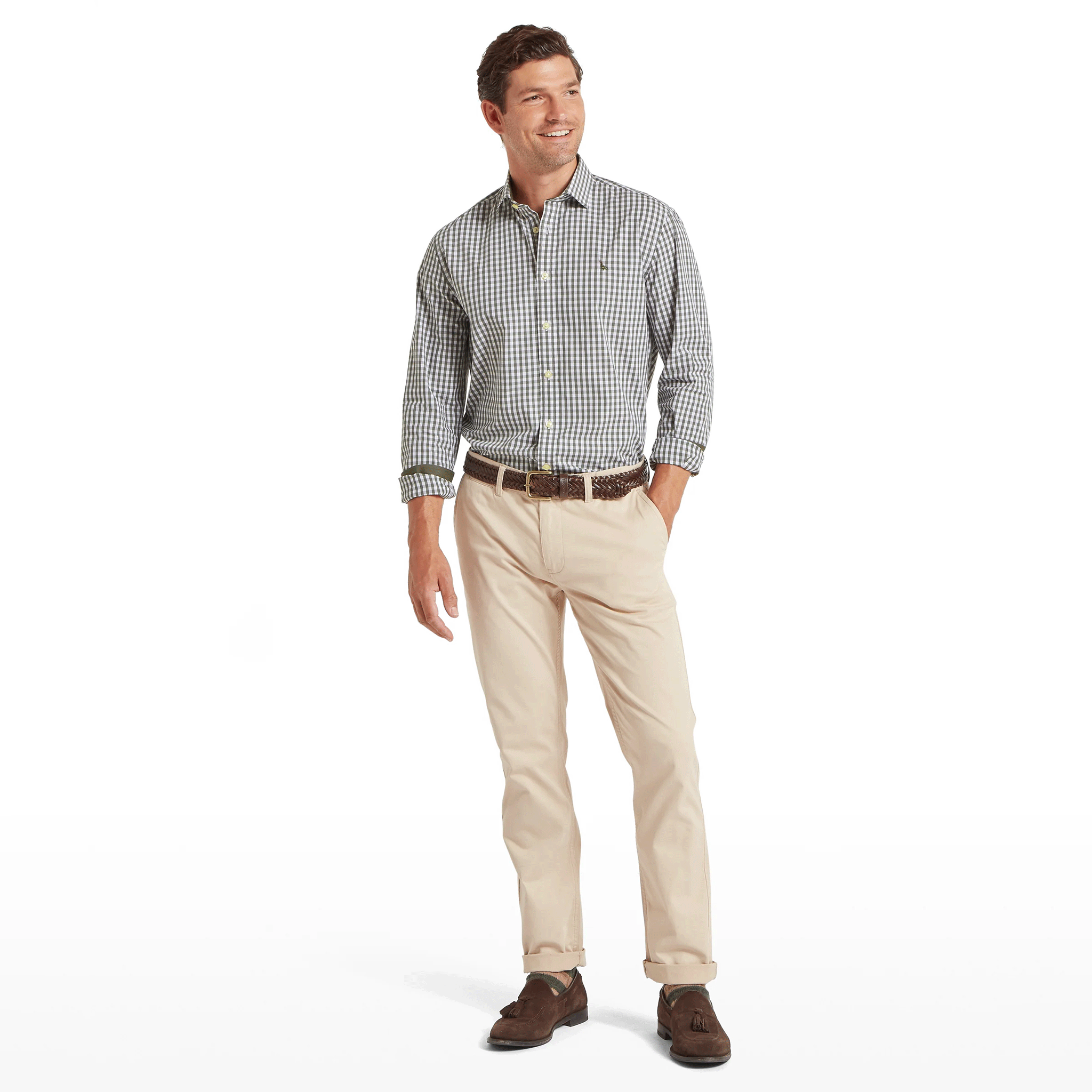 Schoffel Thorpeness Tailored Check Shirt in Beetle Green