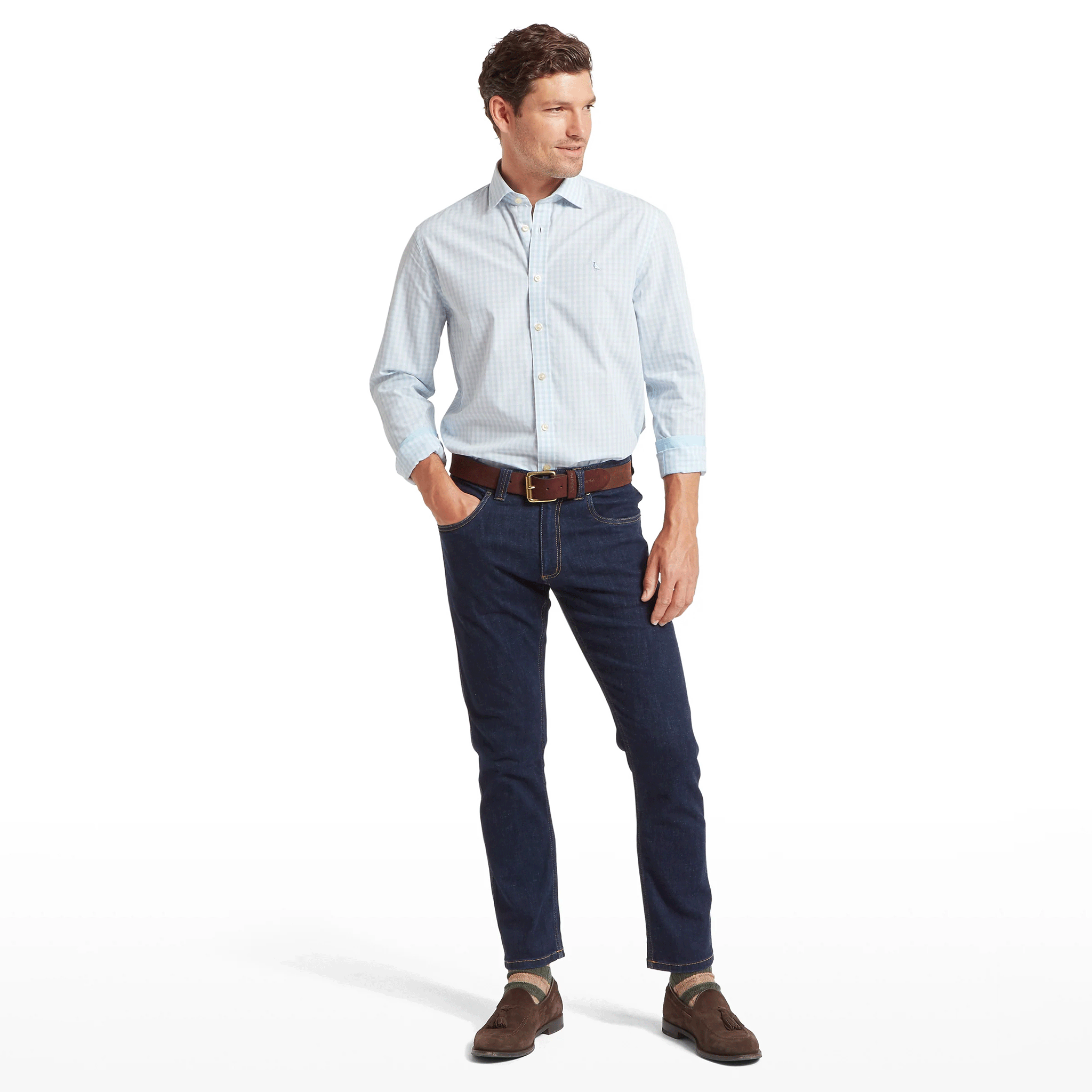 Schoffel Thorpeness Tailored Check Shirt in Powder Blue