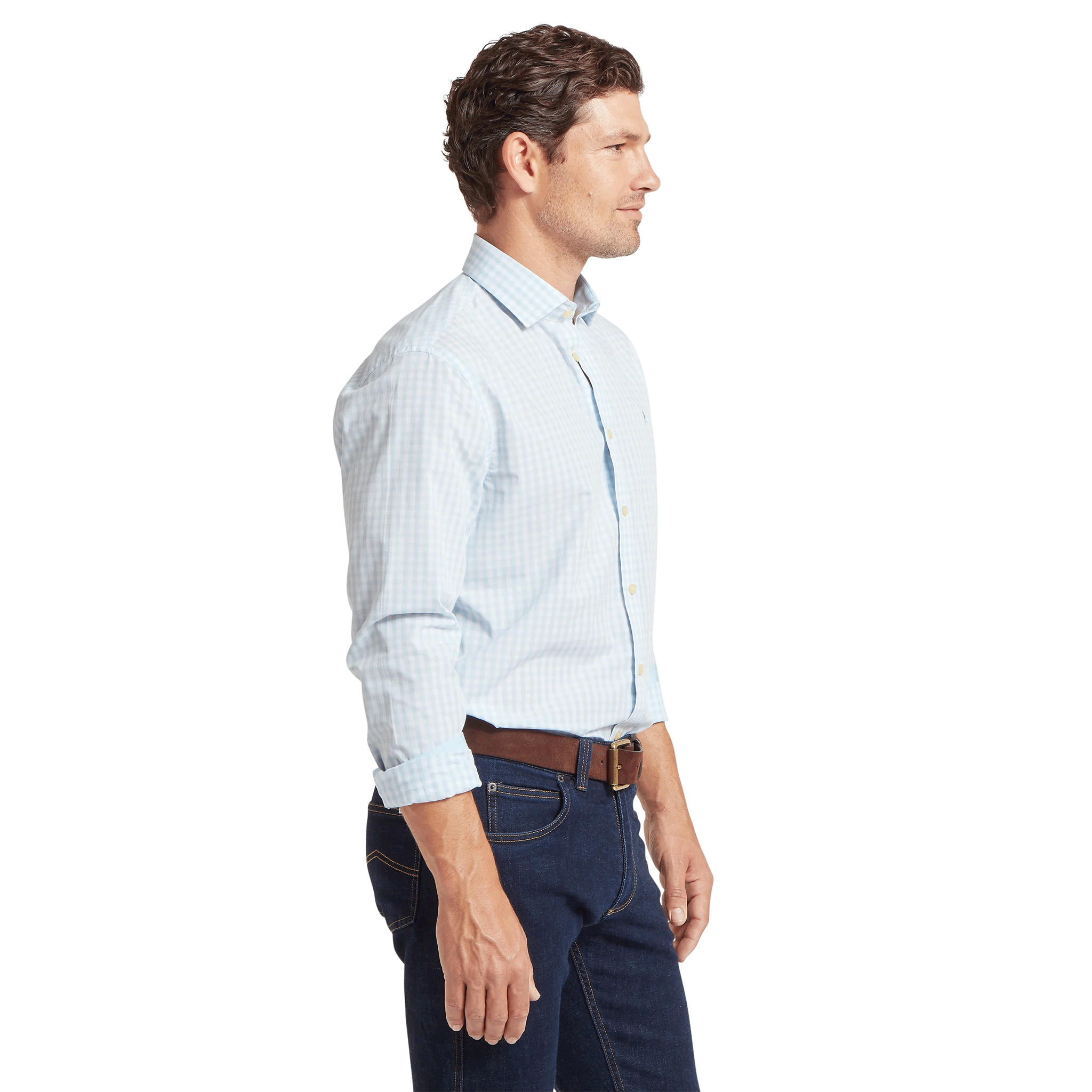 Schoffel Thorpeness Tailored Check Shirt in Powder Blue