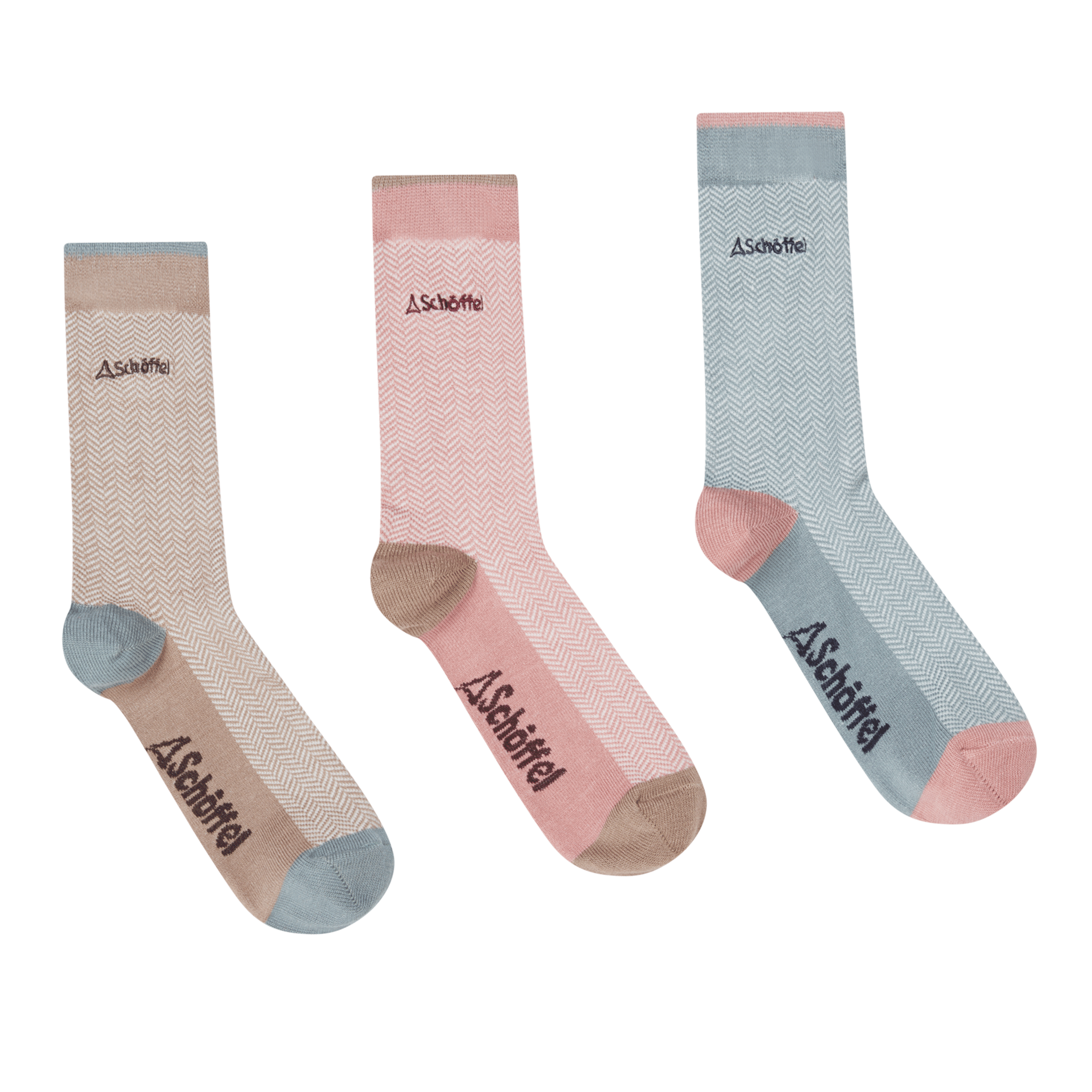 Schöffel Women's Bamboo Socks (Box of 3) Lake Blue Herringbone
