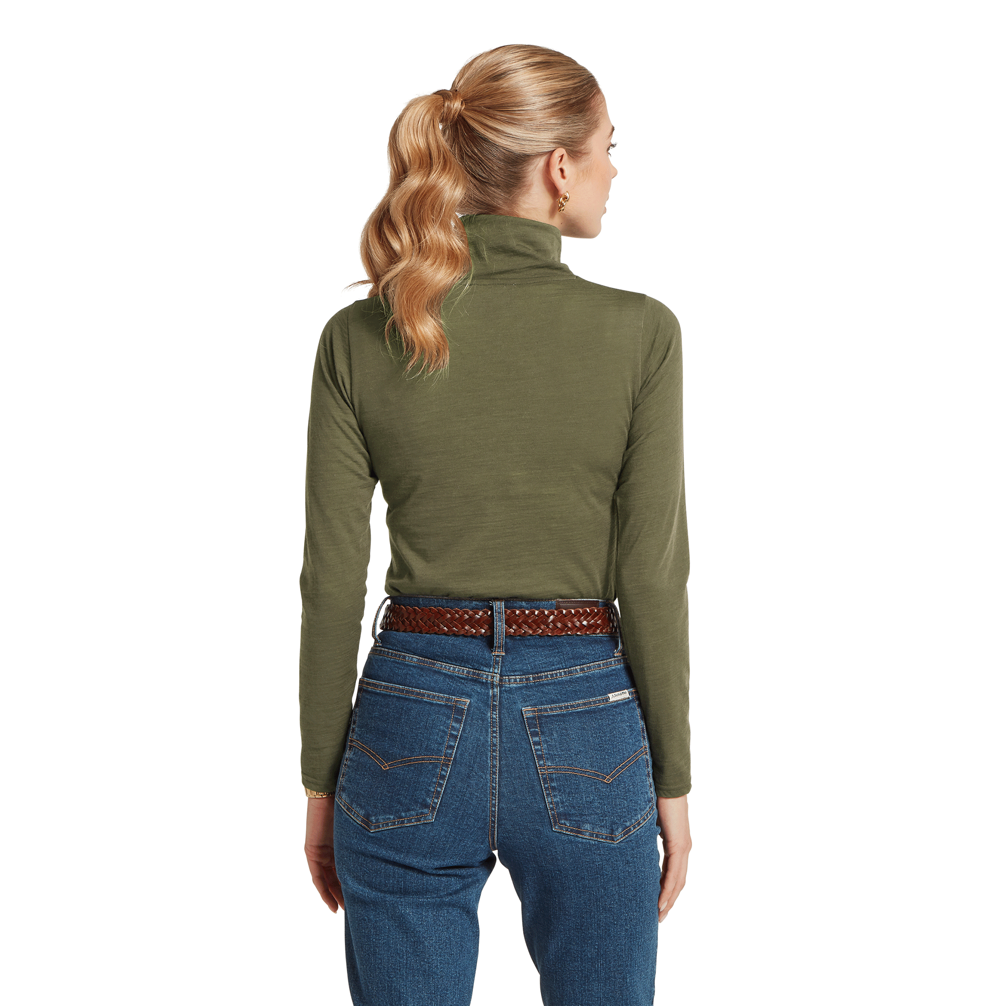 Schöffel Women's Malton Merino Roll Neck Top Dark Khaki Green