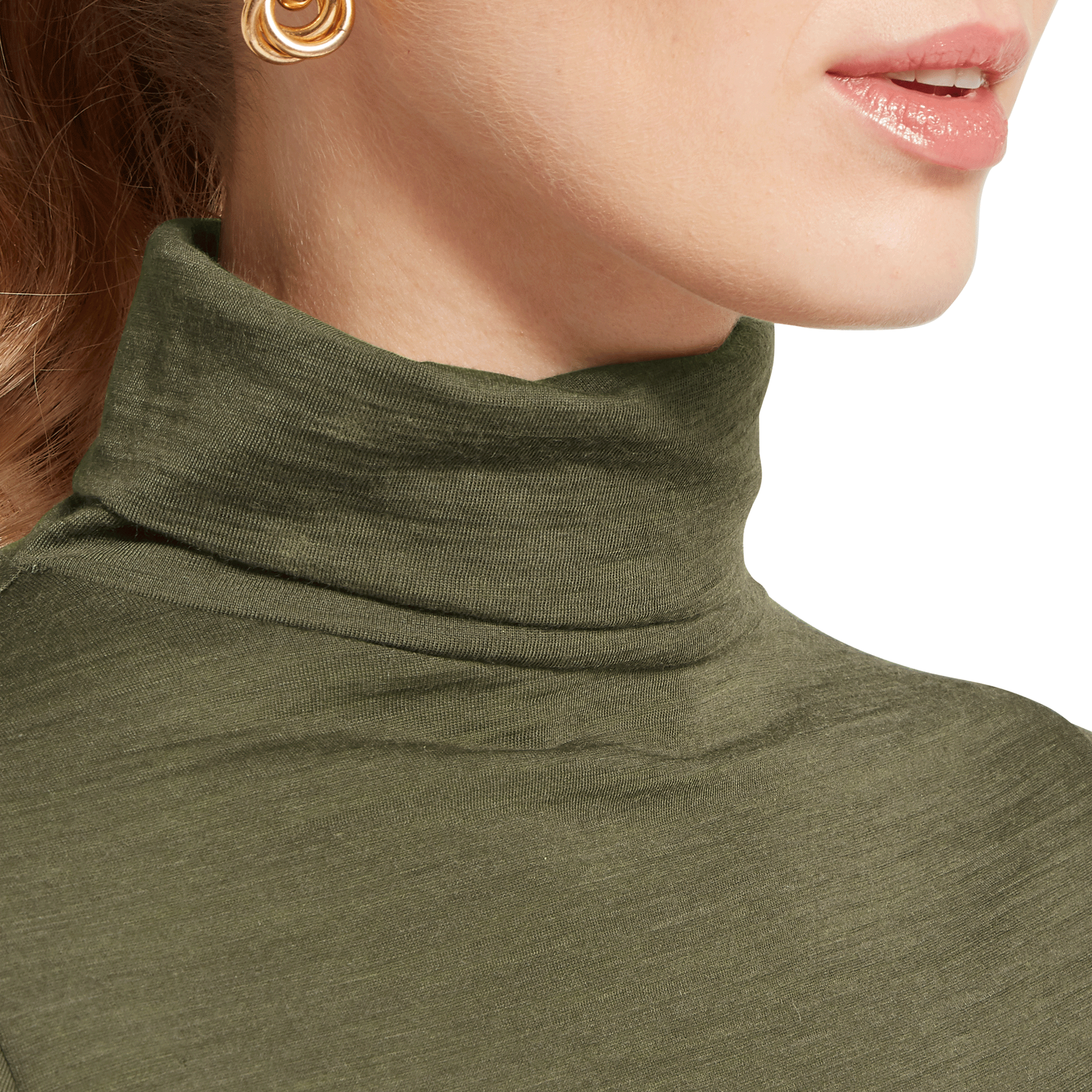 Schöffel Women's Malton Merino Roll Neck Top Dark Khaki Green