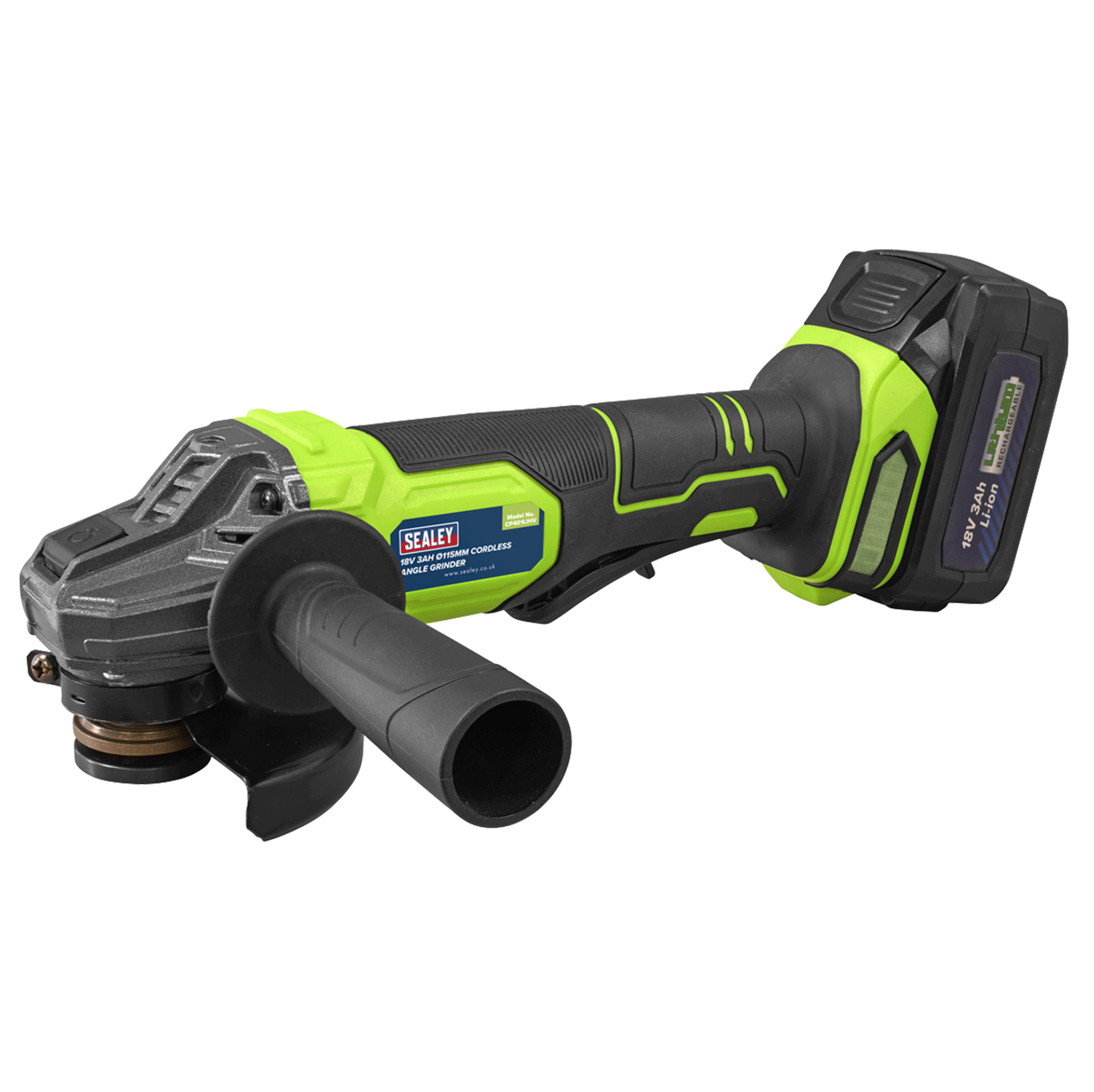 Sealey 115mm Cordless Angle Grinder 18V 3Ah - Green