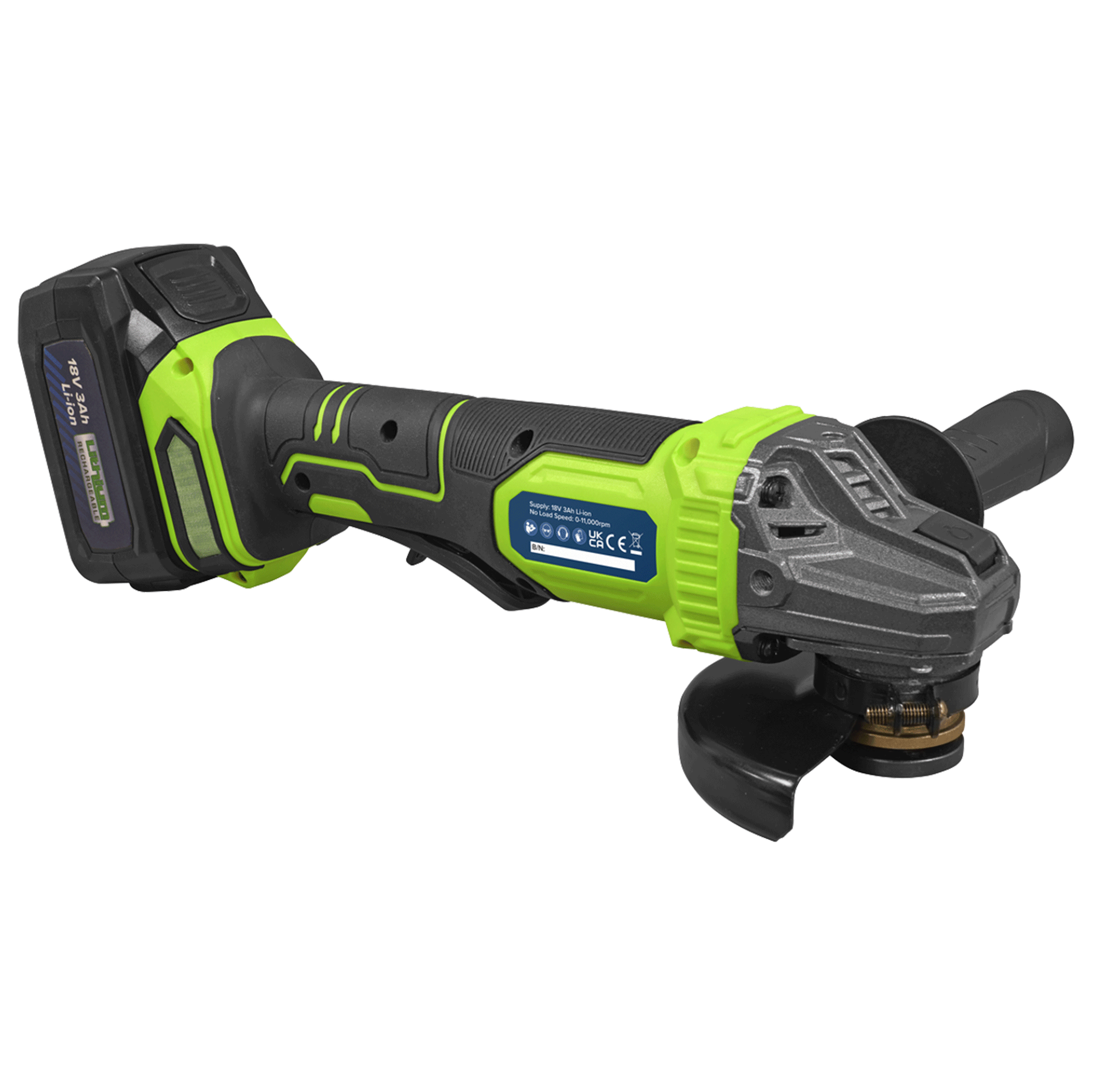 Sealey 115mm Cordless Angle Grinder 18V 3Ah - Green