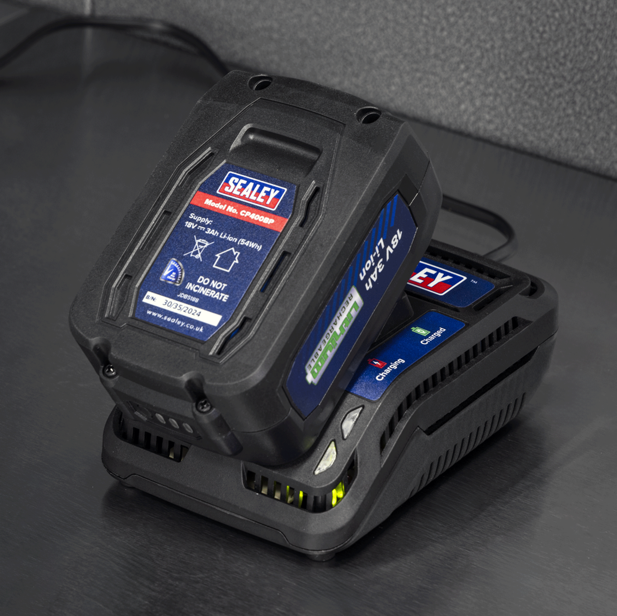 Sealey 115mm Cordless Angle Grinder 18V 3Ah - Green