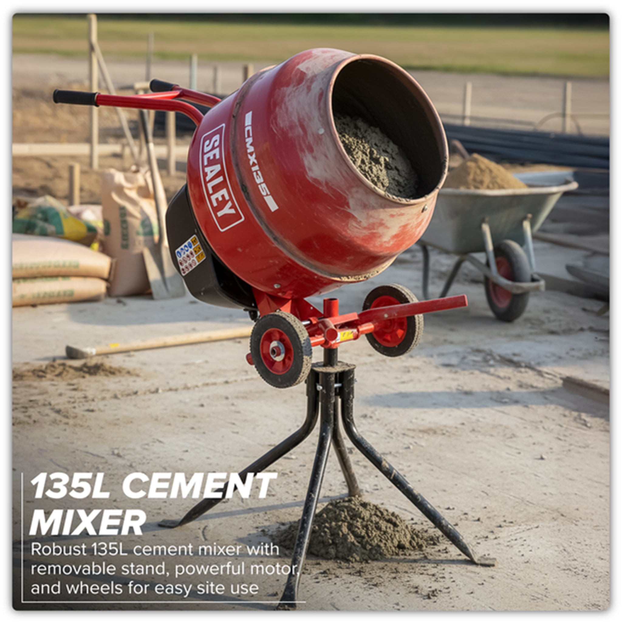 Sealey CMX135 Cement Mixer 135L 550W with Stand