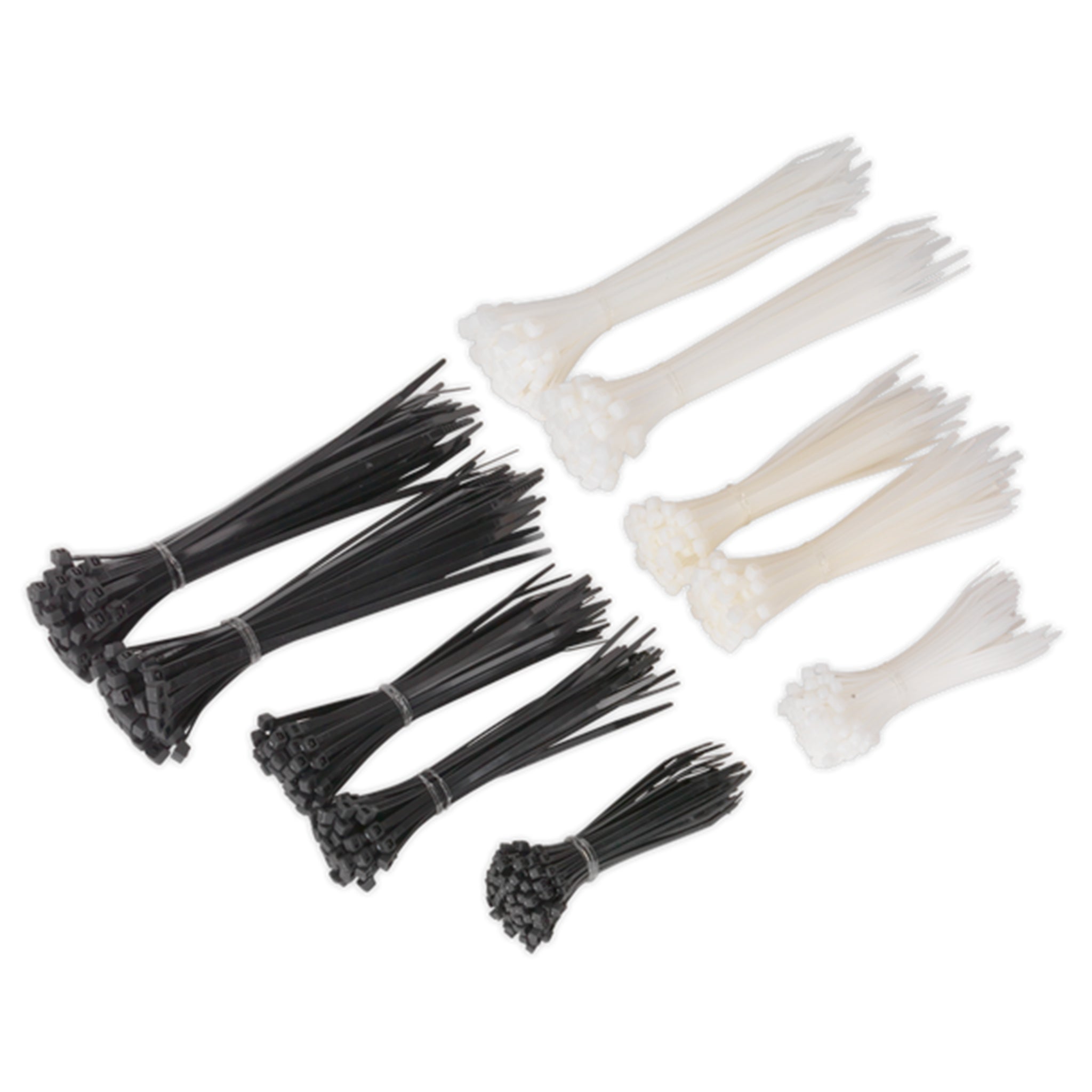 Sealey CT600BW Cable Tie Assortment Pack 600pc Black & White