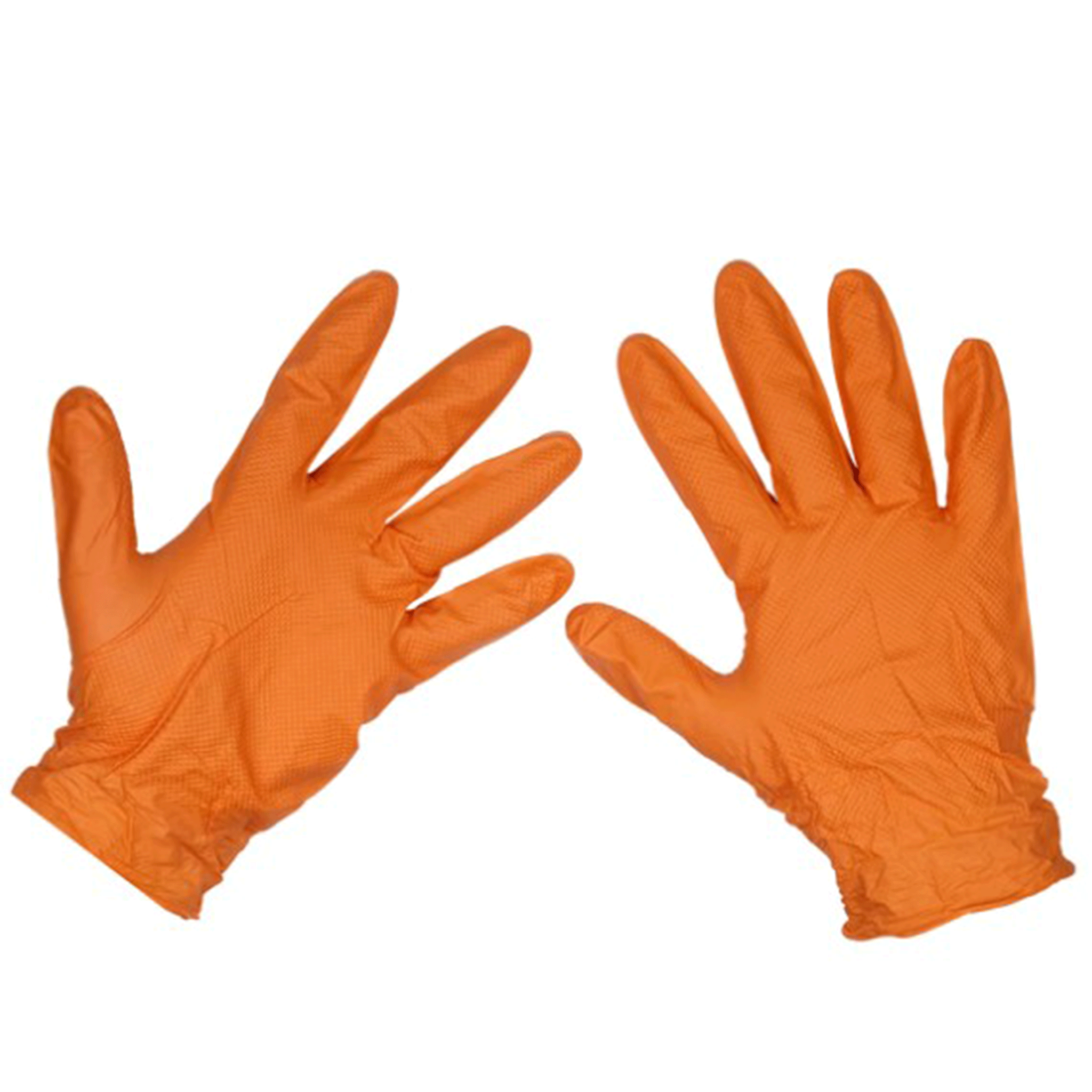 Sealey Diamond Grip Nitrile Gloves Orange Pack of 50