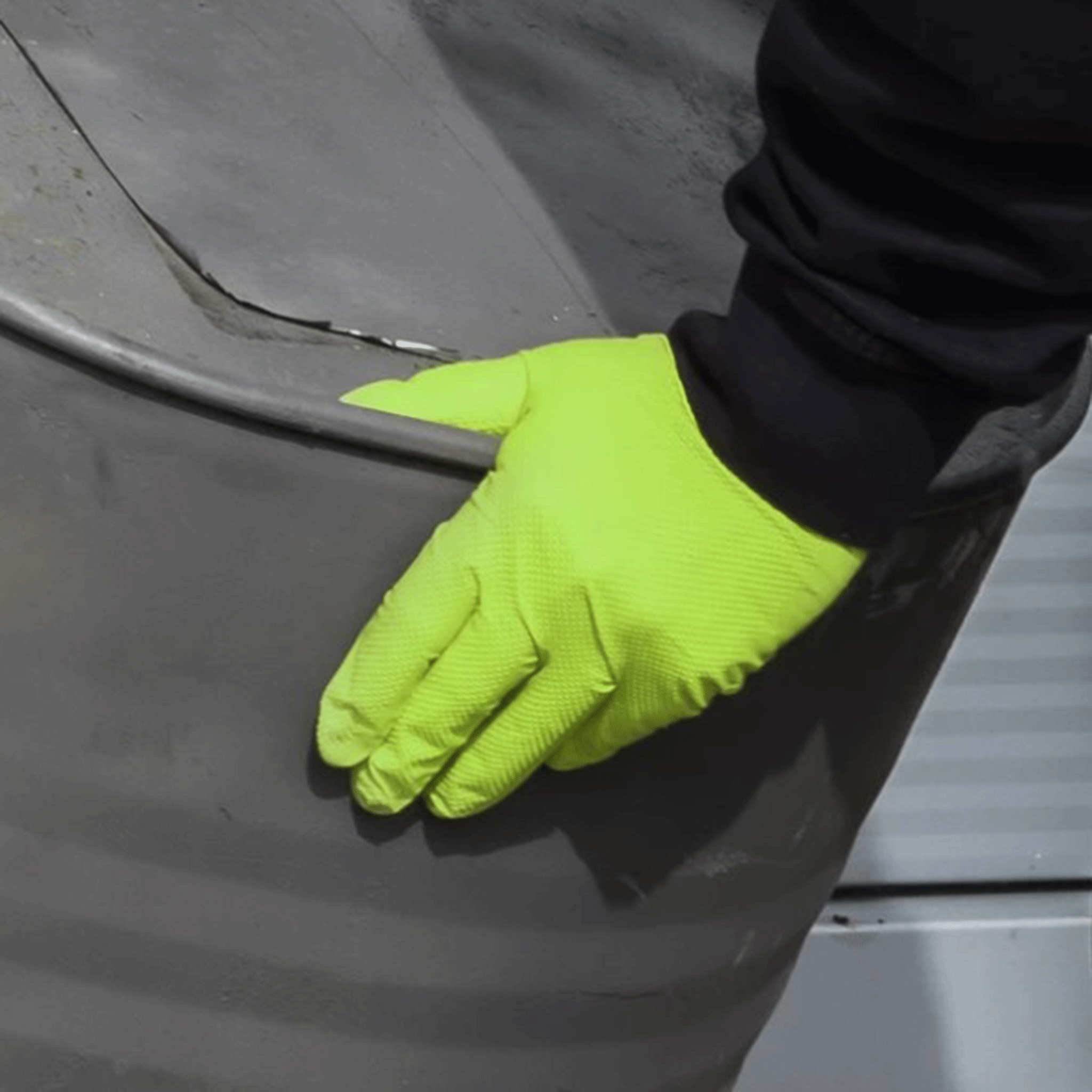 Sealey Hi-Vis Green Nitrile Gloves Pack of 50